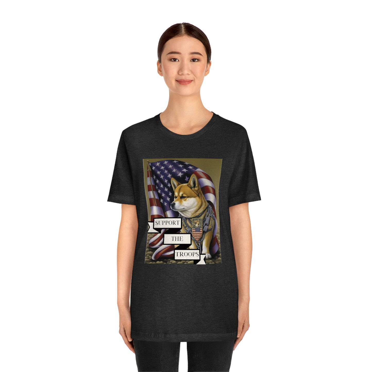 Patriotic Shiba Inu Soldier T-Shirt | American Flag and Support the Troops | Shiba Inu Tee with High-Quality Print