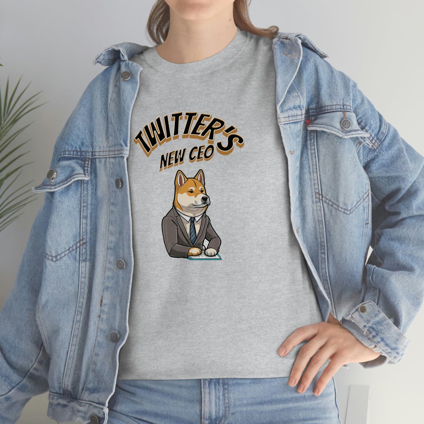 Unleash Your Humor and Style with Our 'Twitters New CEO' Shiba Inu Executive T-Shirt Design! - Black and White Ink