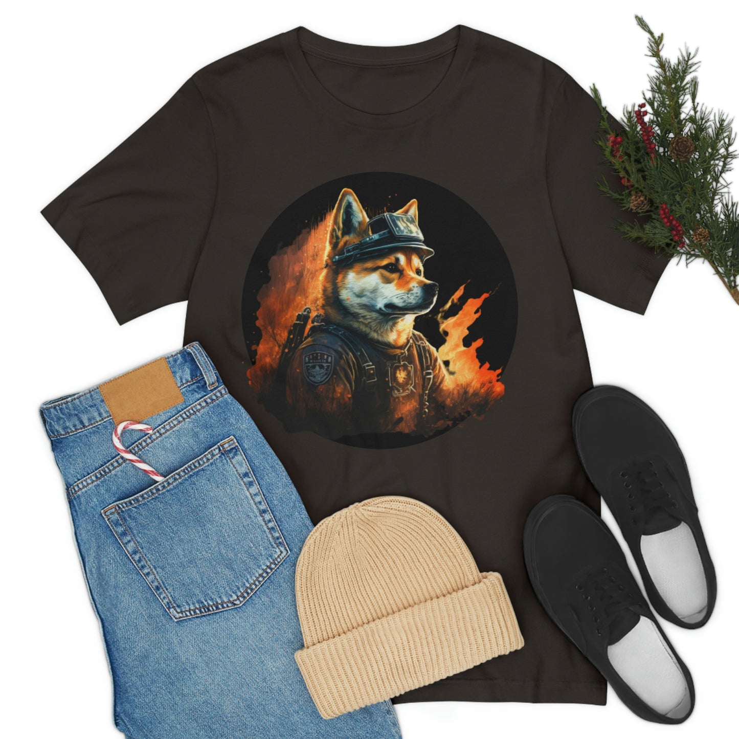 Shiba Inu Firefighter T-Shirt | Support Our Brave First Responders | Soft Cotton Tee with High-Quality Print