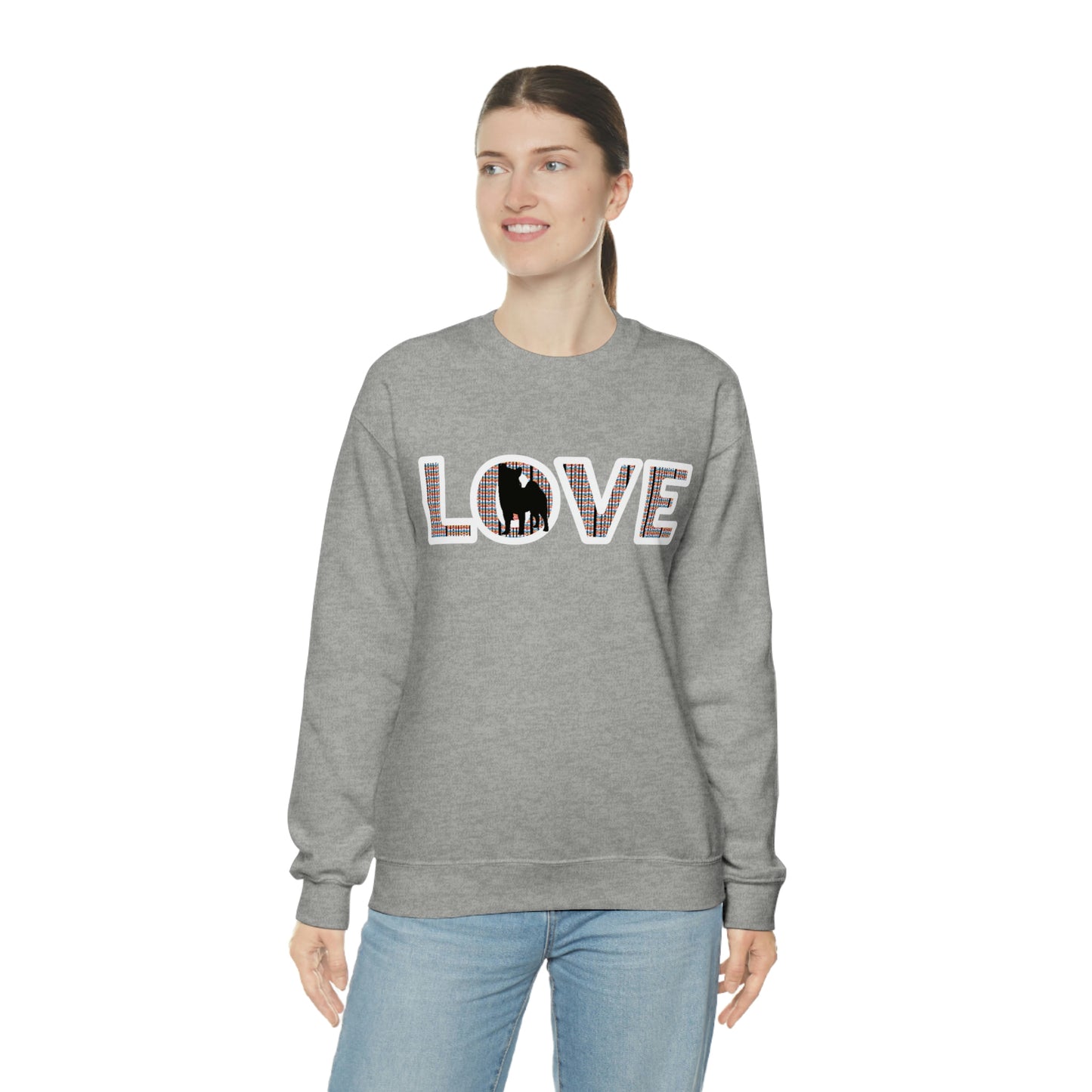 Shiba Inu Sweatshirt - 'LOVE' Shiba's Design - Crewneck Sweatshirt - Soft, Warm, and Stylish Great Warm Shiba Inu Gift for a Shiba Inu Lover