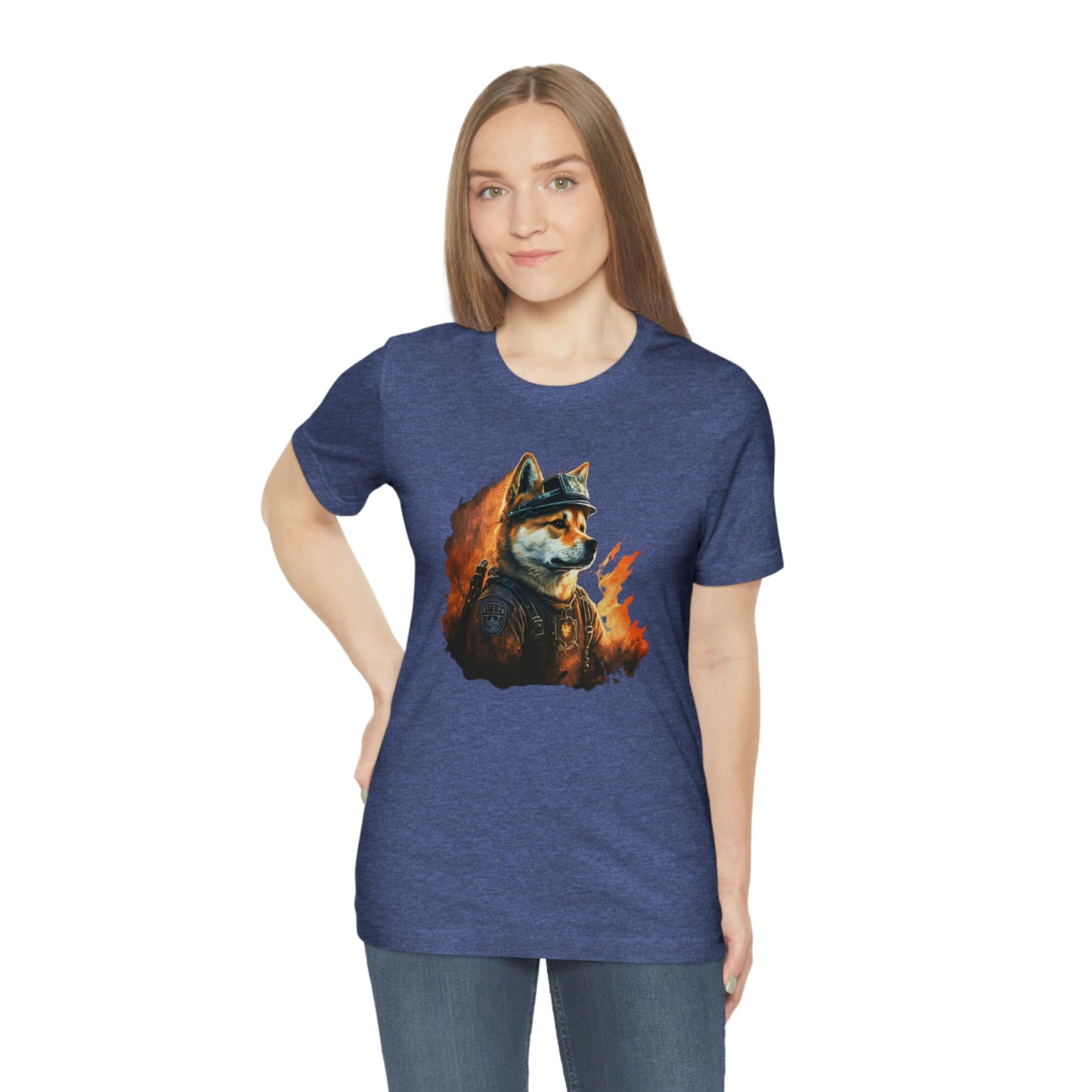 Brave Shiba Inu Firefighter T-Shirt - Flames Design | Shiba Inu Tee with High-Quality Print