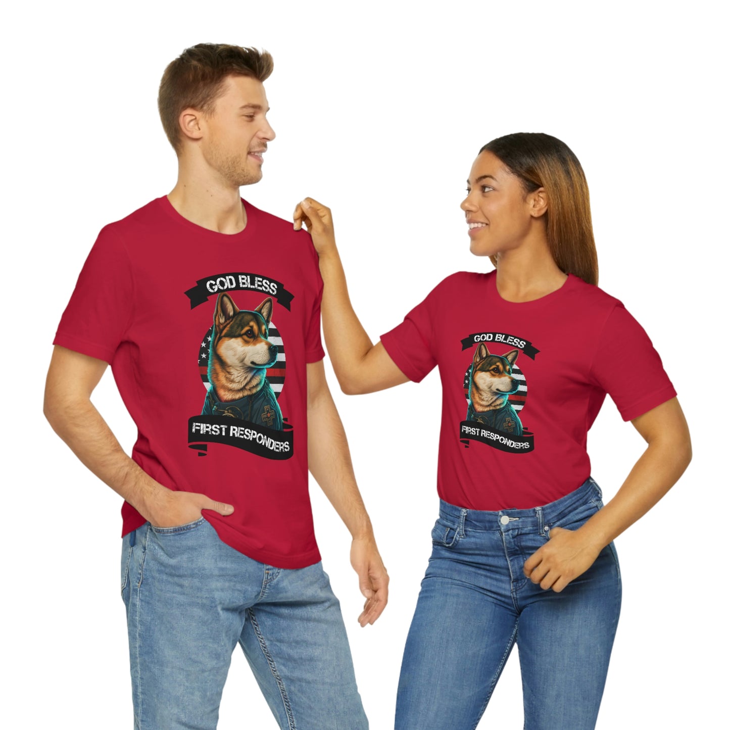 EMT Shiba Inu T-Shirt | Support First Responders | God Bless Banner | Shiba Inu Tee with High-Quality Print