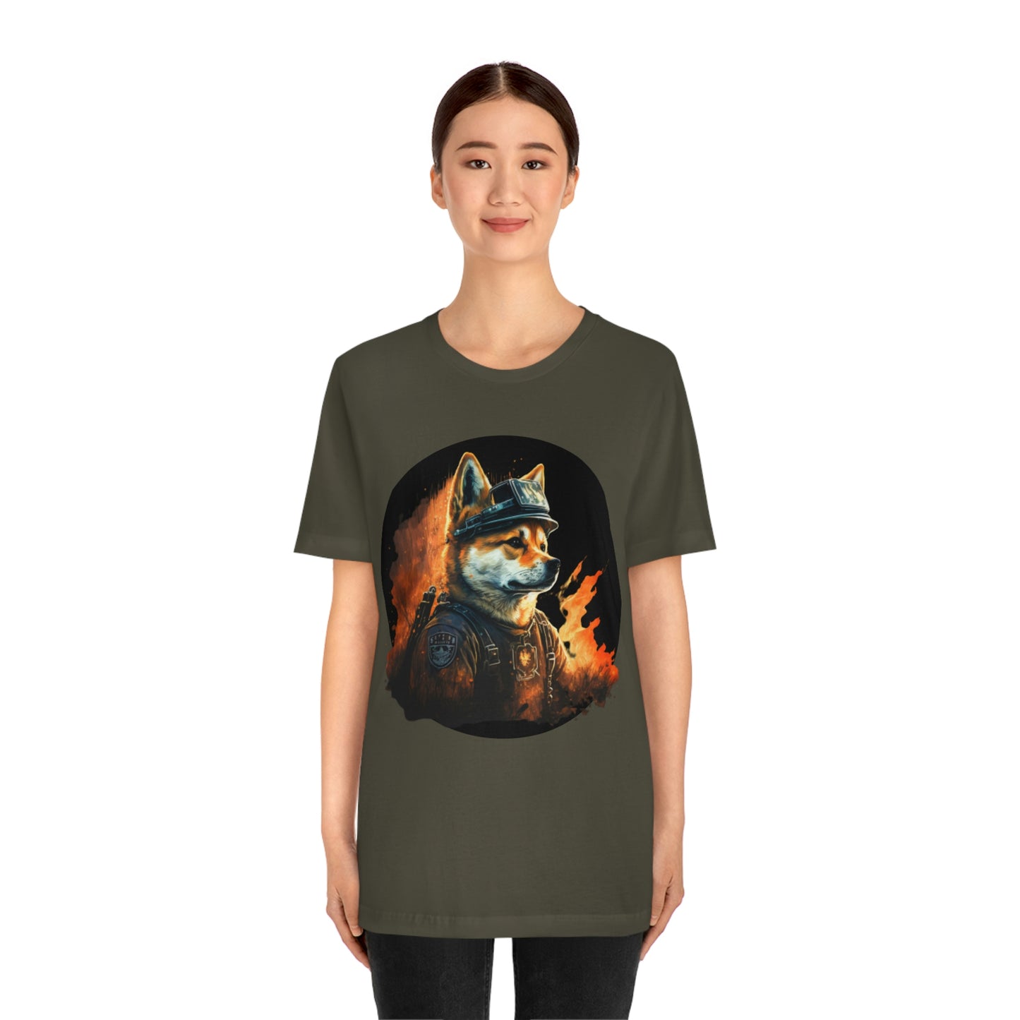 Shiba Inu Firefighter T-Shirt | Support Our Brave First Responders | Soft Cotton Tee with High-Quality Print