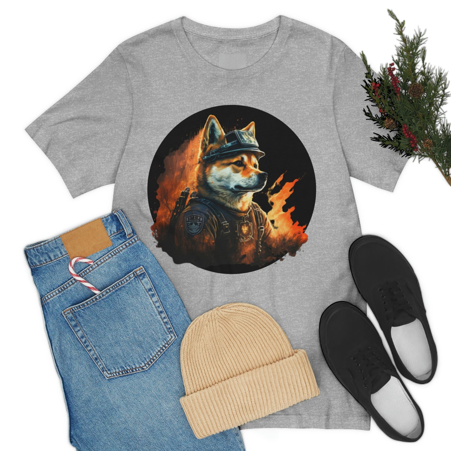 Shiba Inu Firefighter T-Shirt | Support Our Brave First Responders | Soft Cotton Tee with High-Quality Print