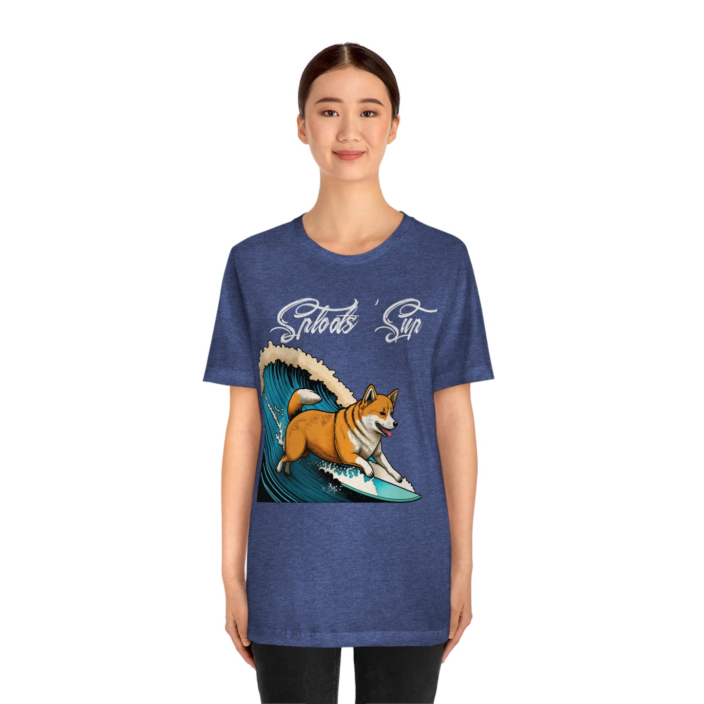 Sploots 'Sup Surfin' Shiba Inu | White Ink | Short Sleeve Tee