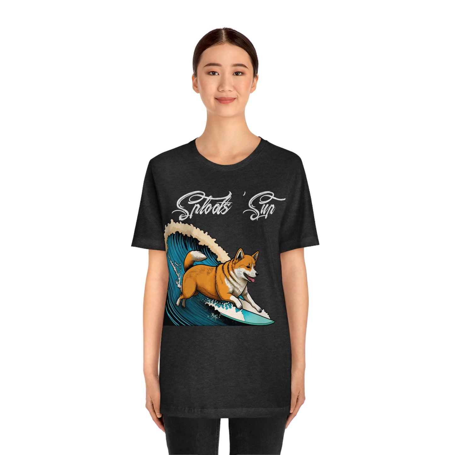 Sploots 'Sup Surfin' Shiba Inu | White Ink | Short Sleeve Tee