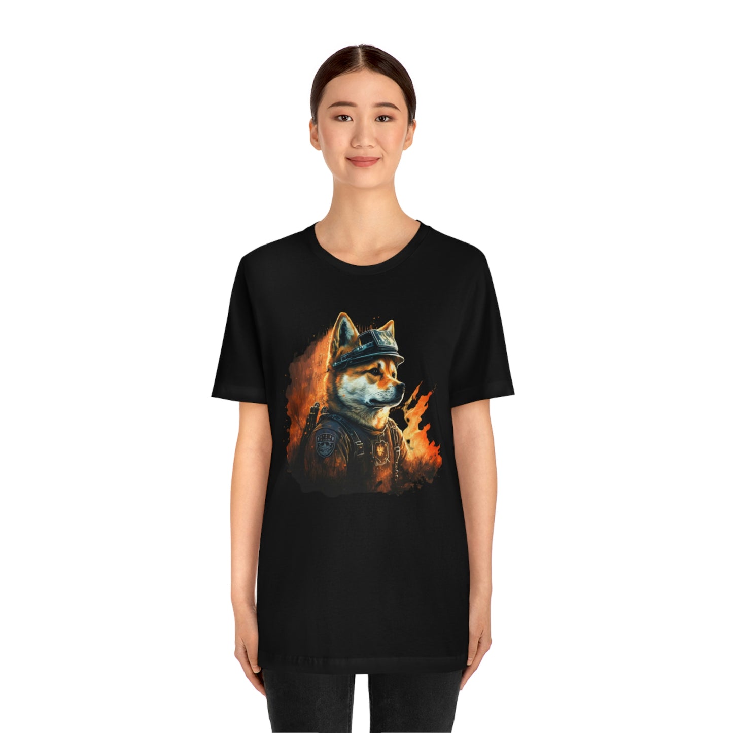 Shiba Inu Firefighter T-Shirt | Support Our Brave First Responders | Soft Cotton Tee with High-Quality Print