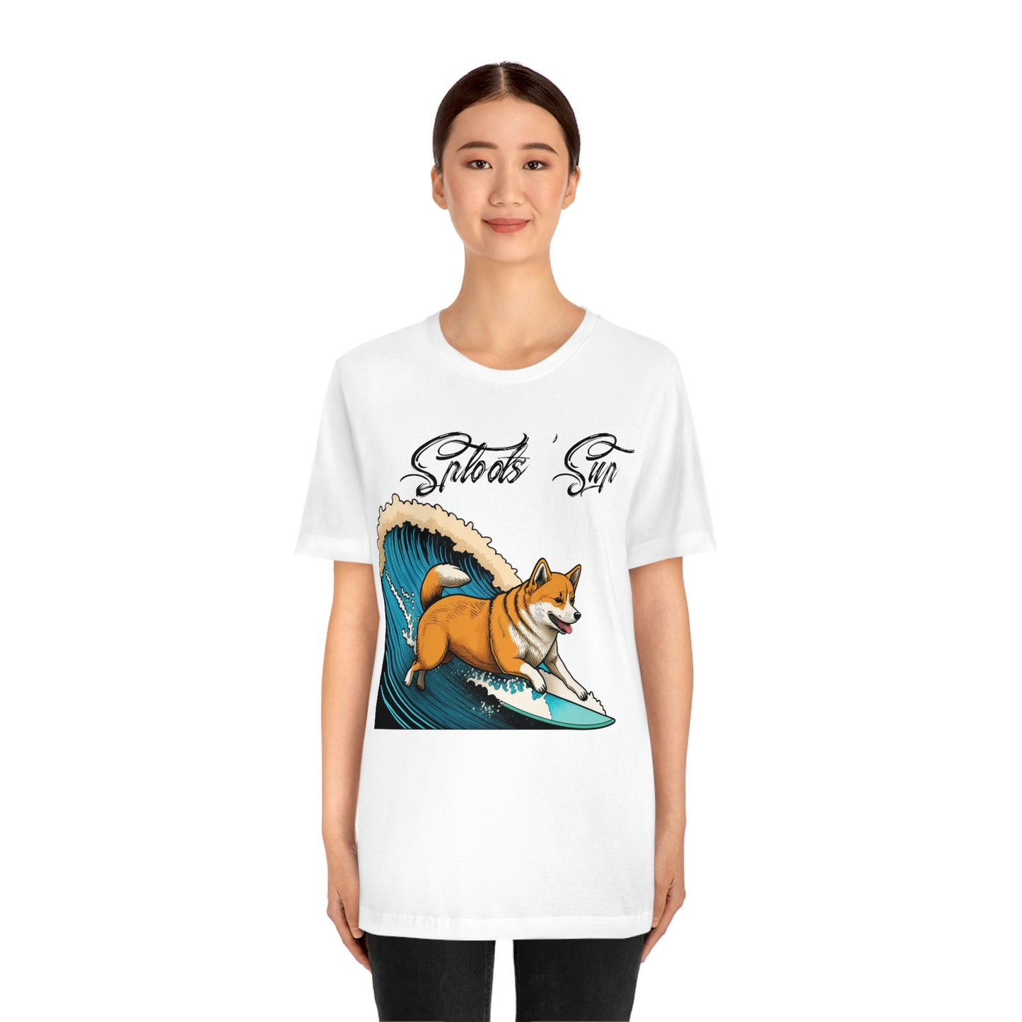 Sploots 'Sup Surfin' Shiba Inu | Black Ink | Short Sleeve Tee