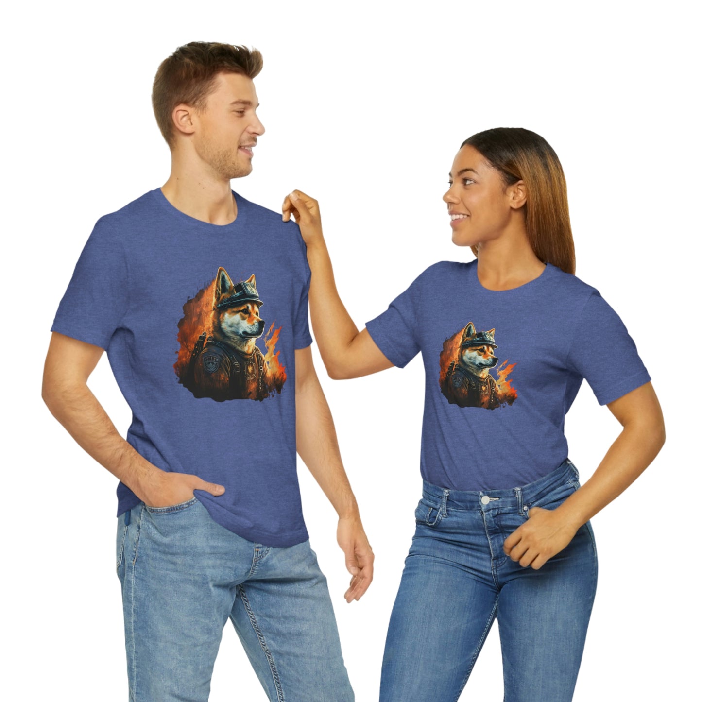 Brave Shiba Inu Firefighter T-Shirt - Flames Design | Shiba Inu Tee with High-Quality Print