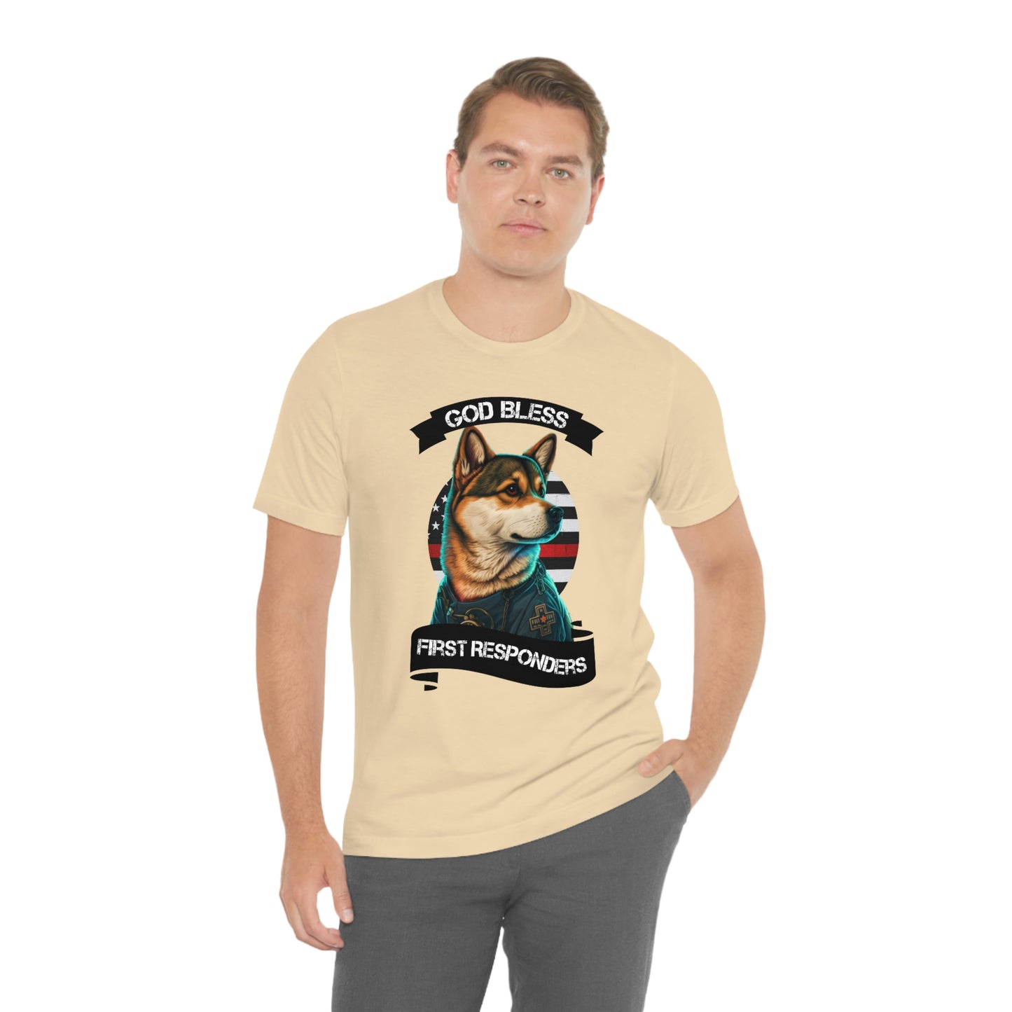 EMT Shiba Inu T-Shirt | Support First Responders | God Bless Banner | Shiba Inu Tee with High-Quality Print