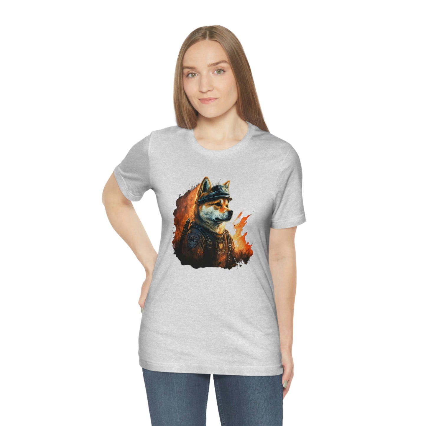 Brave Shiba Inu Firefighter T-Shirt - Flames Design | Shiba Inu Tee with High-Quality Print