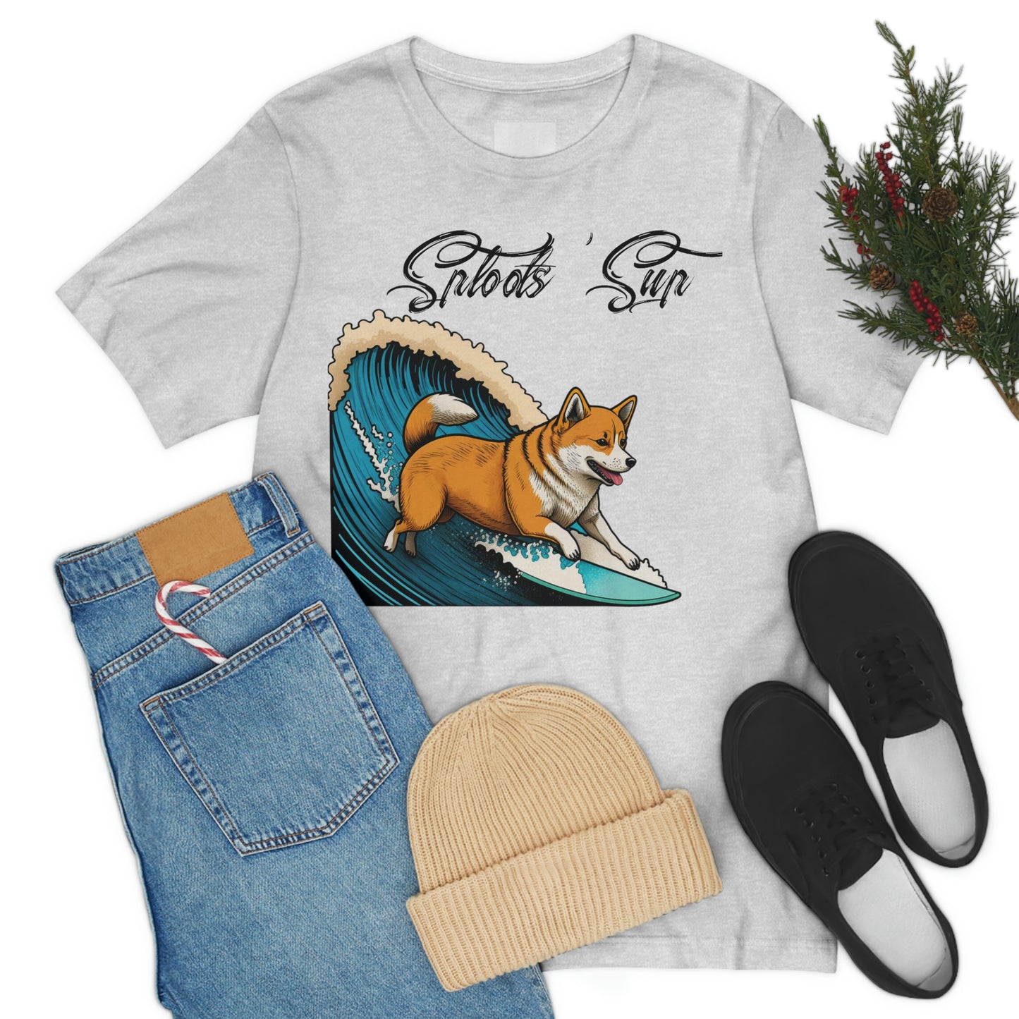 Sploots 'Sup Surfin' Shiba Inu | Black Ink | Short Sleeve Tee