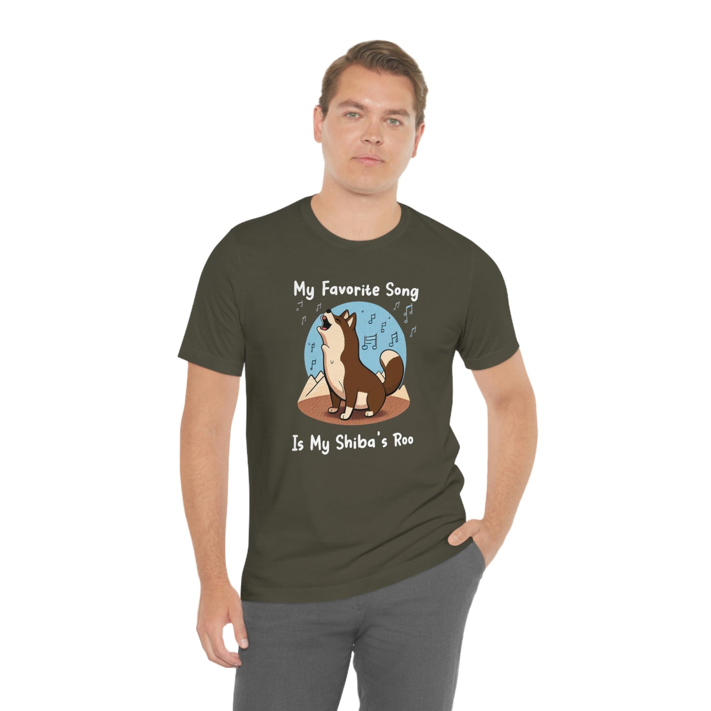 My Favorite Song - White Ink | Dk Brown Shiba Inu | Unisex Jersey Short Sleeve Tee