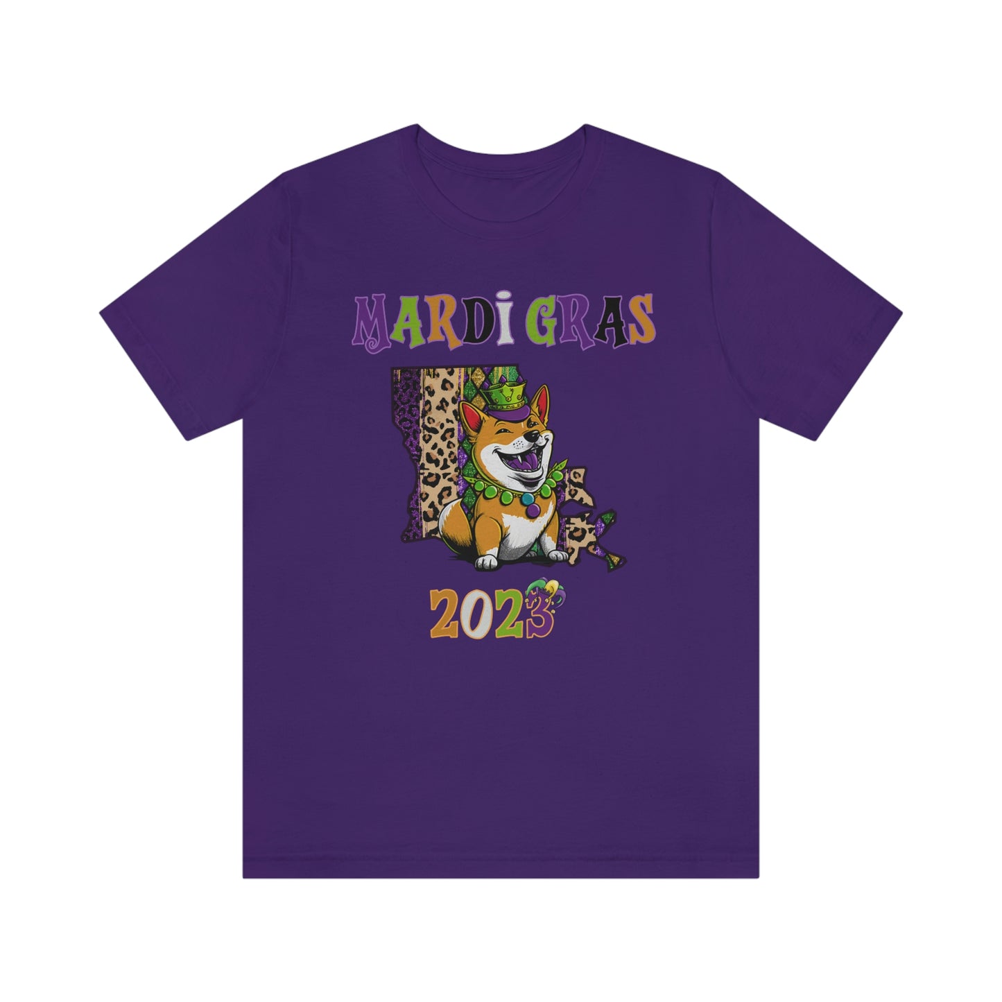 Mardi Gras 2023 Shiba Inu T-Shirt - Celebrate with your pup - Louisiana Theme - Soft Cotton - Dog Lover Gift