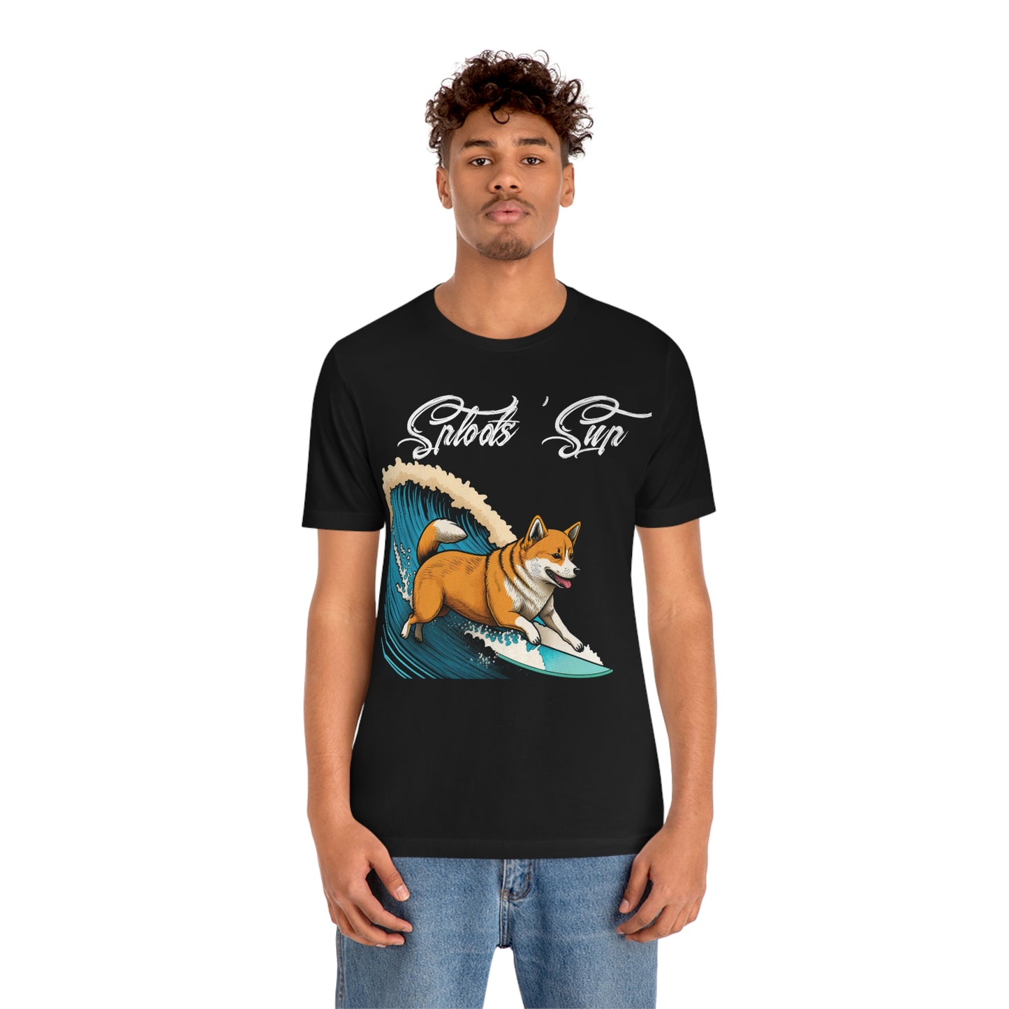 Sploots 'Sup Surfin' Shiba Inu | White Ink | Short Sleeve Tee