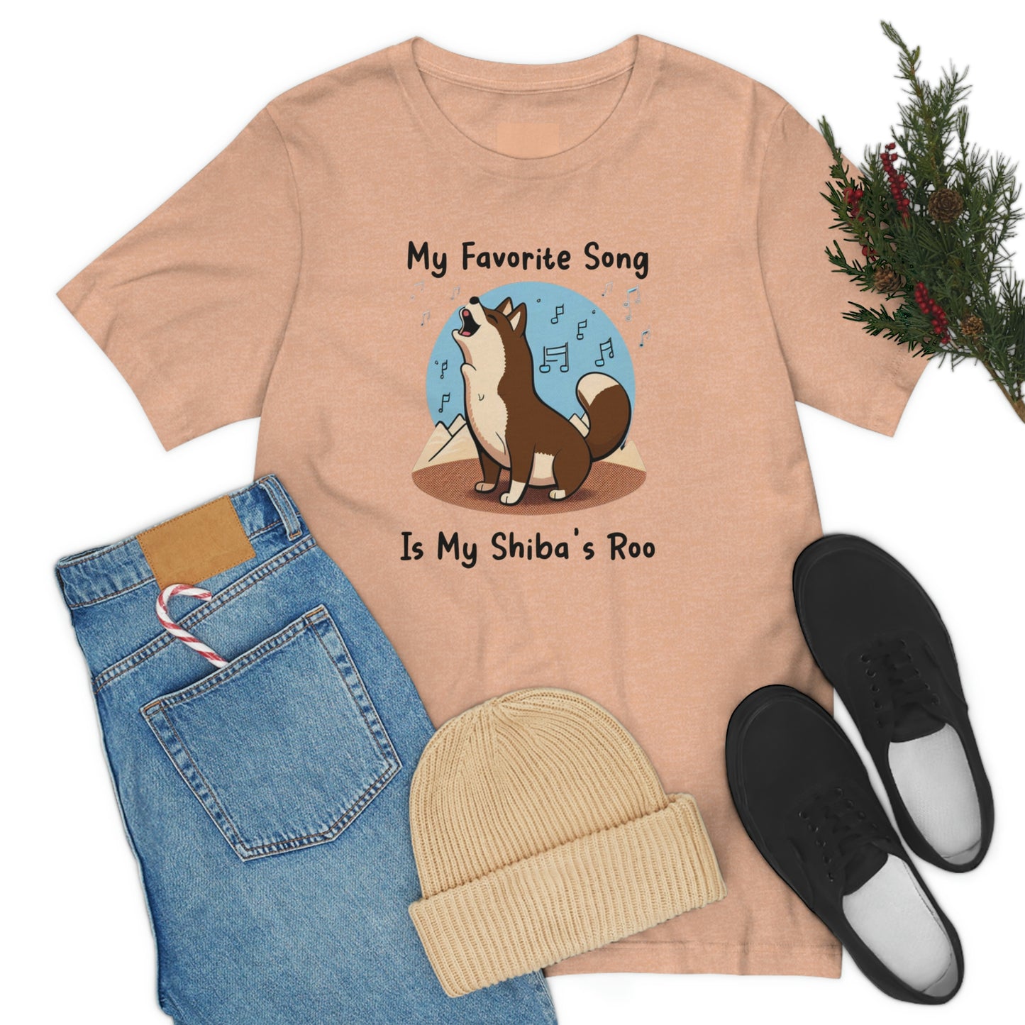 My Favorite Song - Black Ink | Dk Brown Shiba Inu | Unisex Jersey Short Sleeve Tee