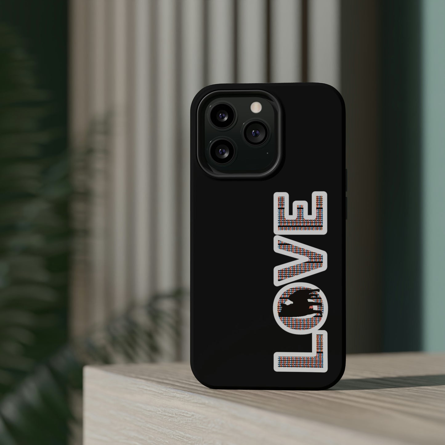 Shiba Inu Phone Case - "LOVE" design - Stylish iPhone, Shiba Love Design MagSafe Phone Case - Dual Layer Protection for iPhone Tough Cases