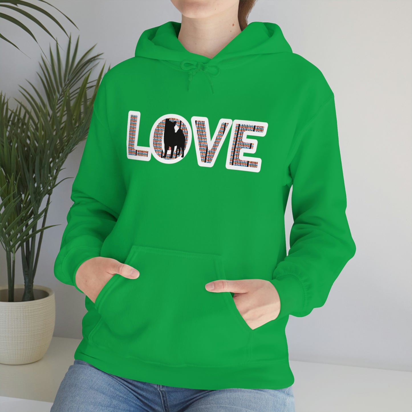 LOVE and Shiba Inu Hoodie Sweatshirt - Unisex, Soft & Warm Blend with Kangaroo Pocket - Shiba Inu Gift for anyone that loves their Shiba