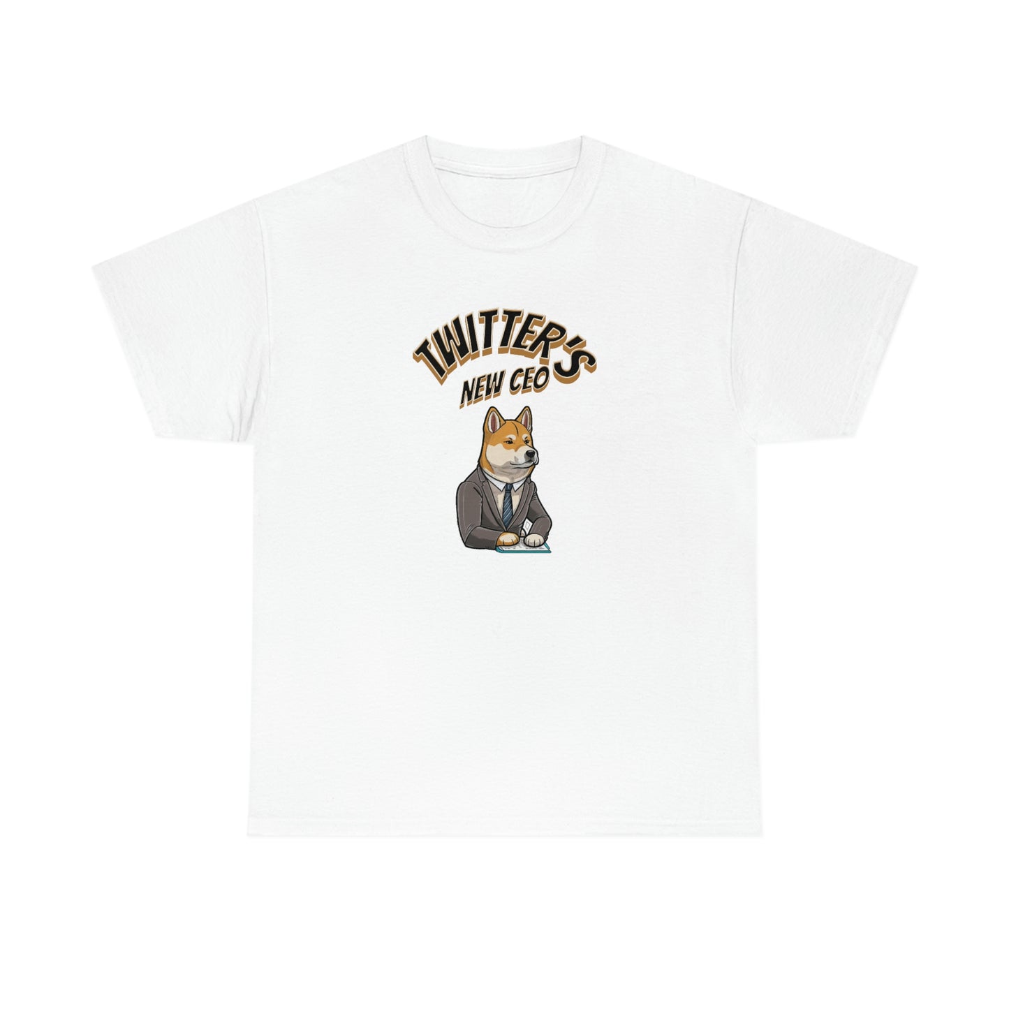 Unleash Your Humor and Style with Our 'Twitters New CEO' Shiba Inu Executive T-Shirt Design! - Black and White Ink