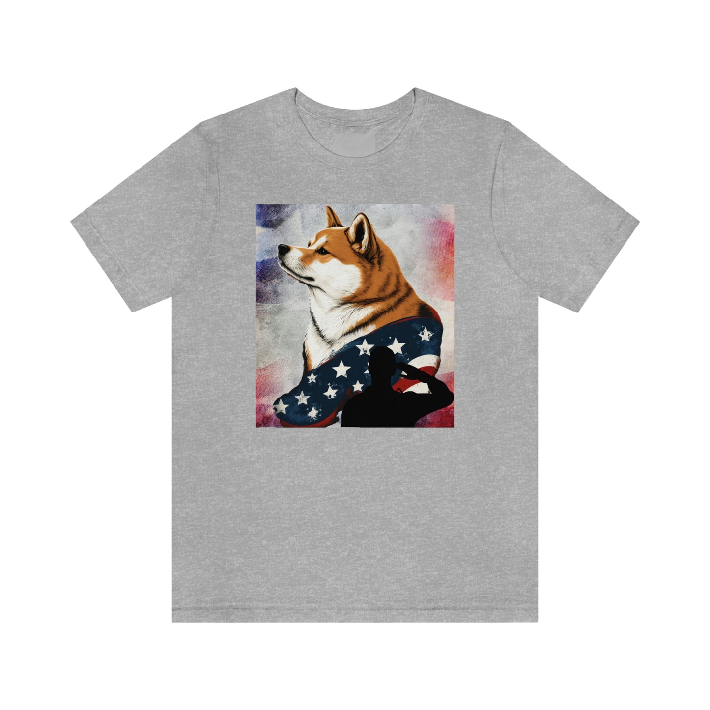 Patriotic Shiba Inu T-Shirt Support Our Troops | American Flag and Soldier Silhouette | Shiba Inu Tee with High-Quality Print