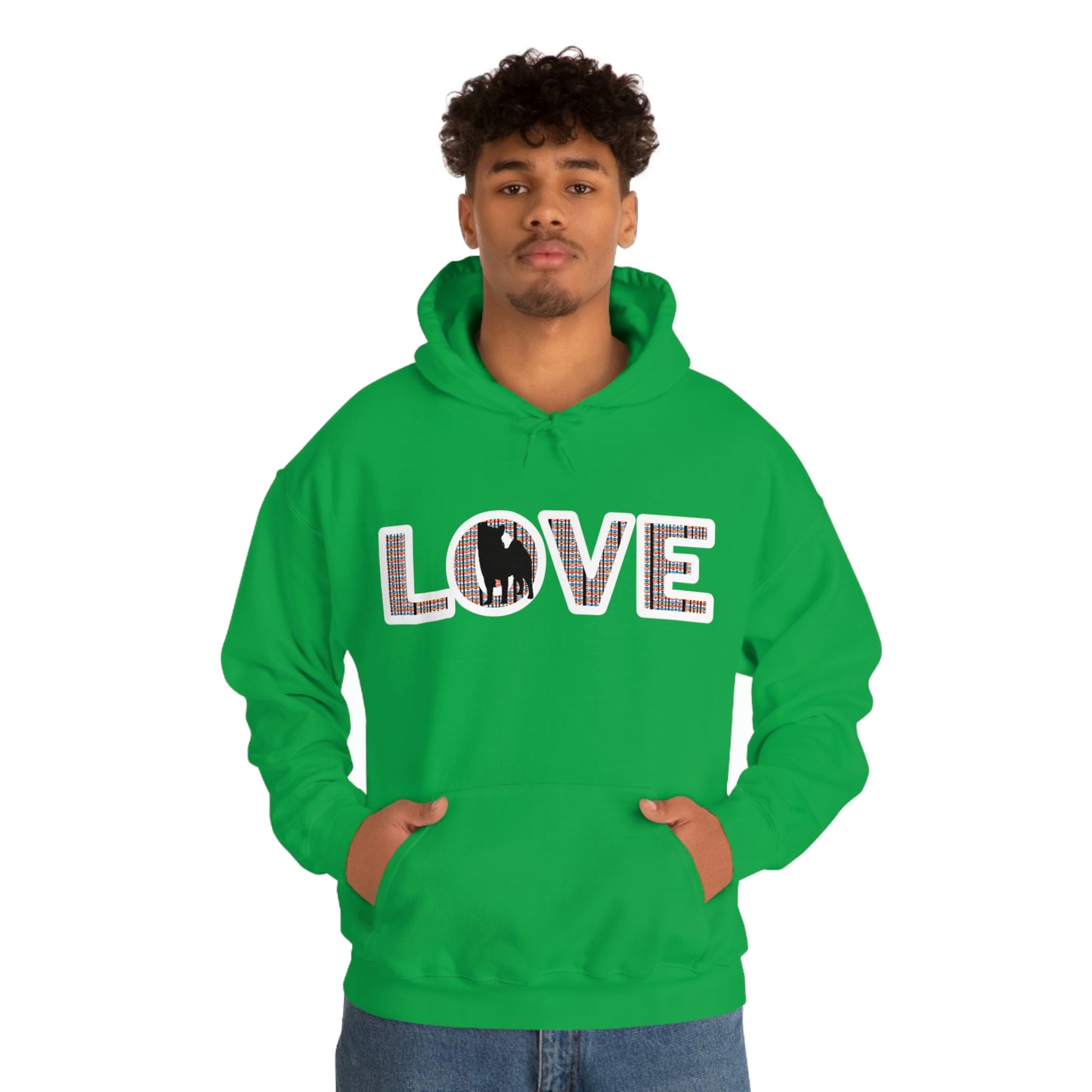 LOVE and Shiba Inu Hoodie Sweatshirt - Unisex, Soft & Warm Blend with Kangaroo Pocket - Shiba Inu Gift for anyone that loves their Shiba