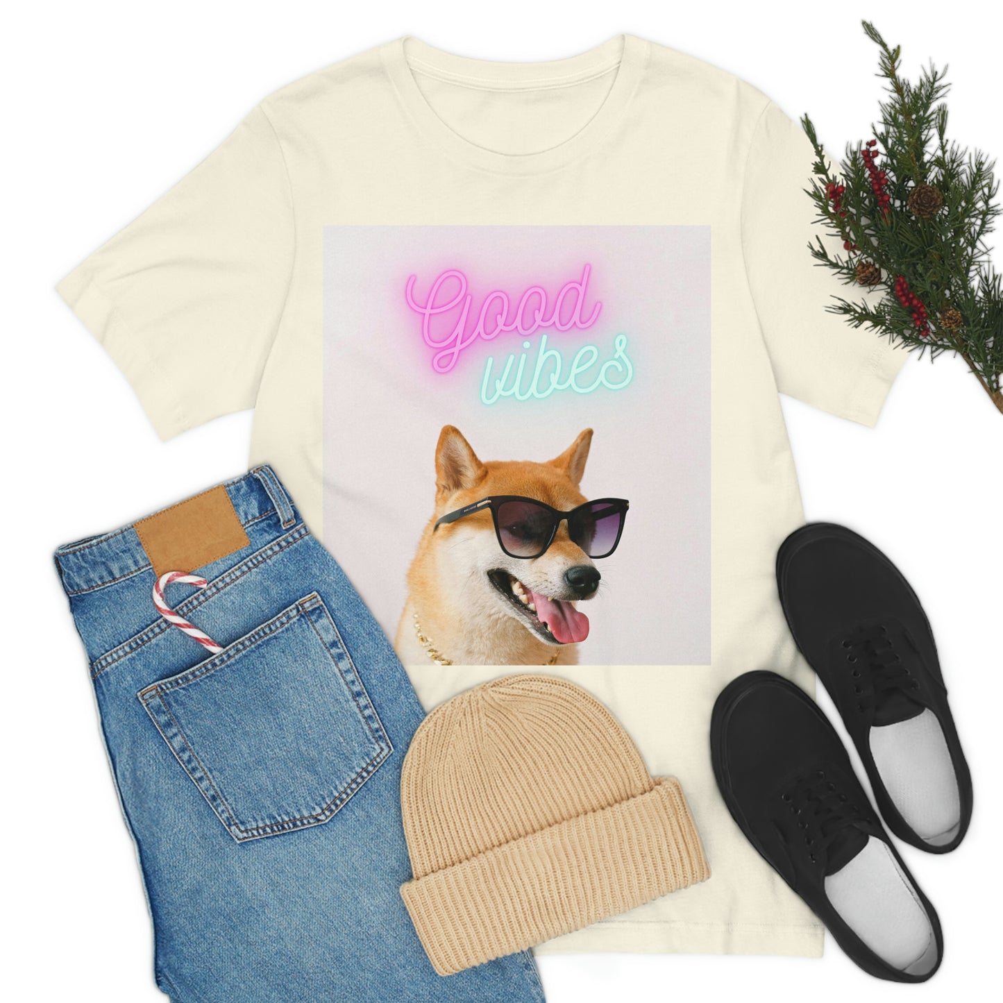 Good Vibes | Shiba Inu | Unisex Jersey Short Sleeve Tee