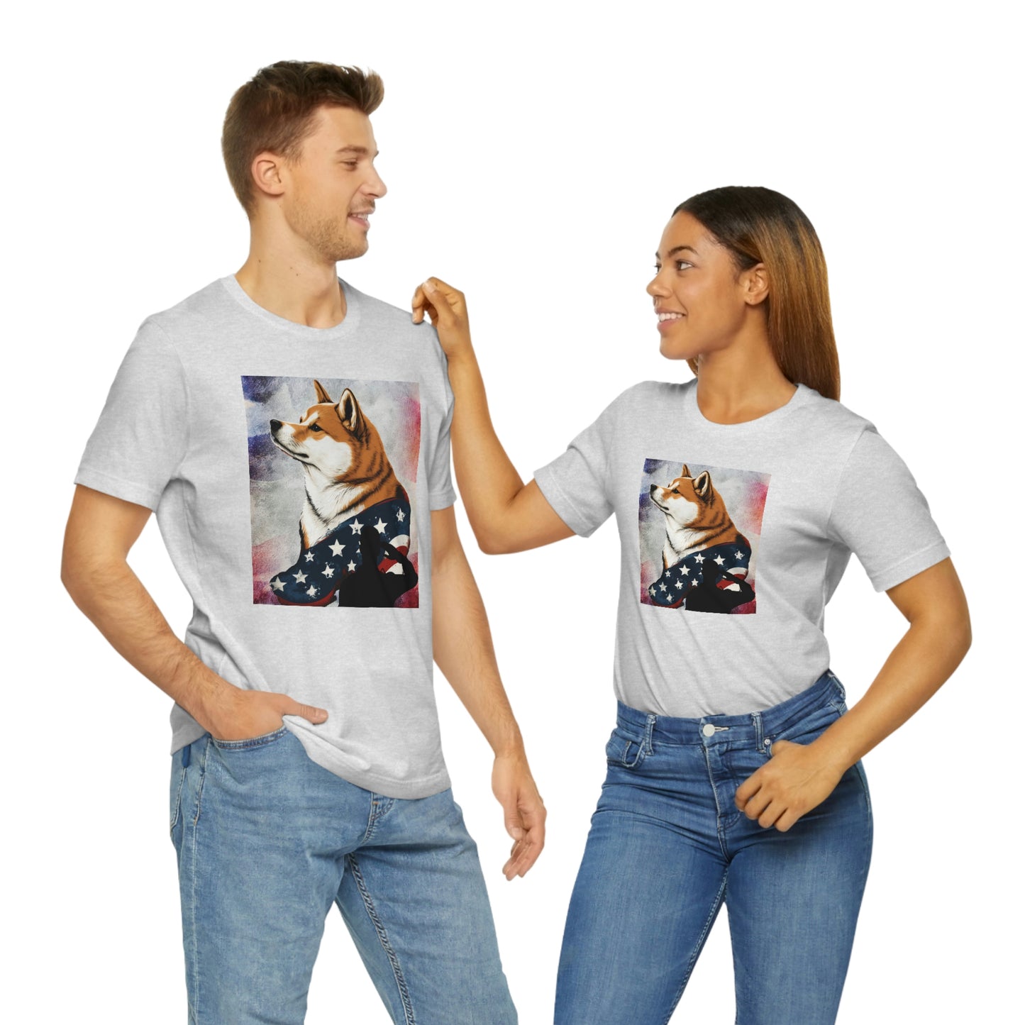 Patriotic Shiba Inu T-Shirt Support Our Troops | American Flag and Soldier Silhouette | Shiba Inu Tee with High-Quality Print