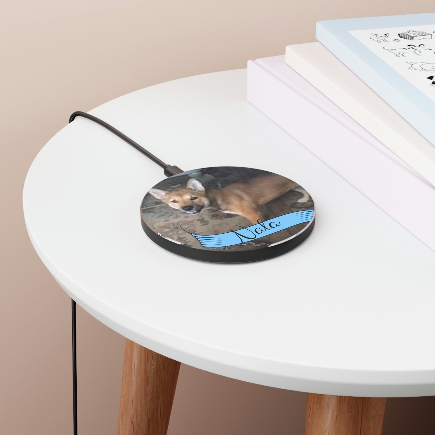 Personalized Shiba Inu Wireless Charger with Your Dog's Image and Name - 10W Customized Pet Photo and Name Wireless - iPhone & Android