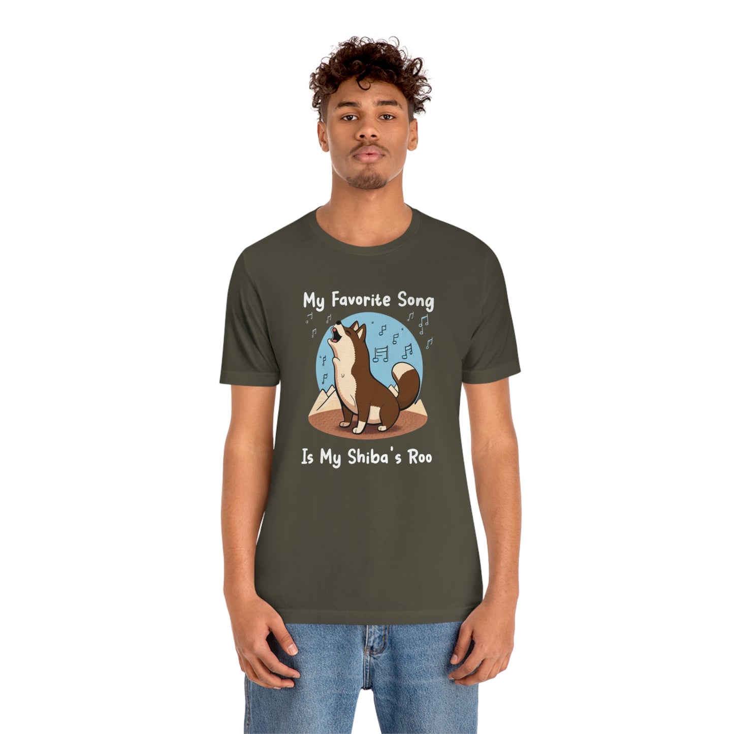 My Favorite Song - White Ink | Dk Brown Shiba Inu | Unisex Jersey Short Sleeve Tee