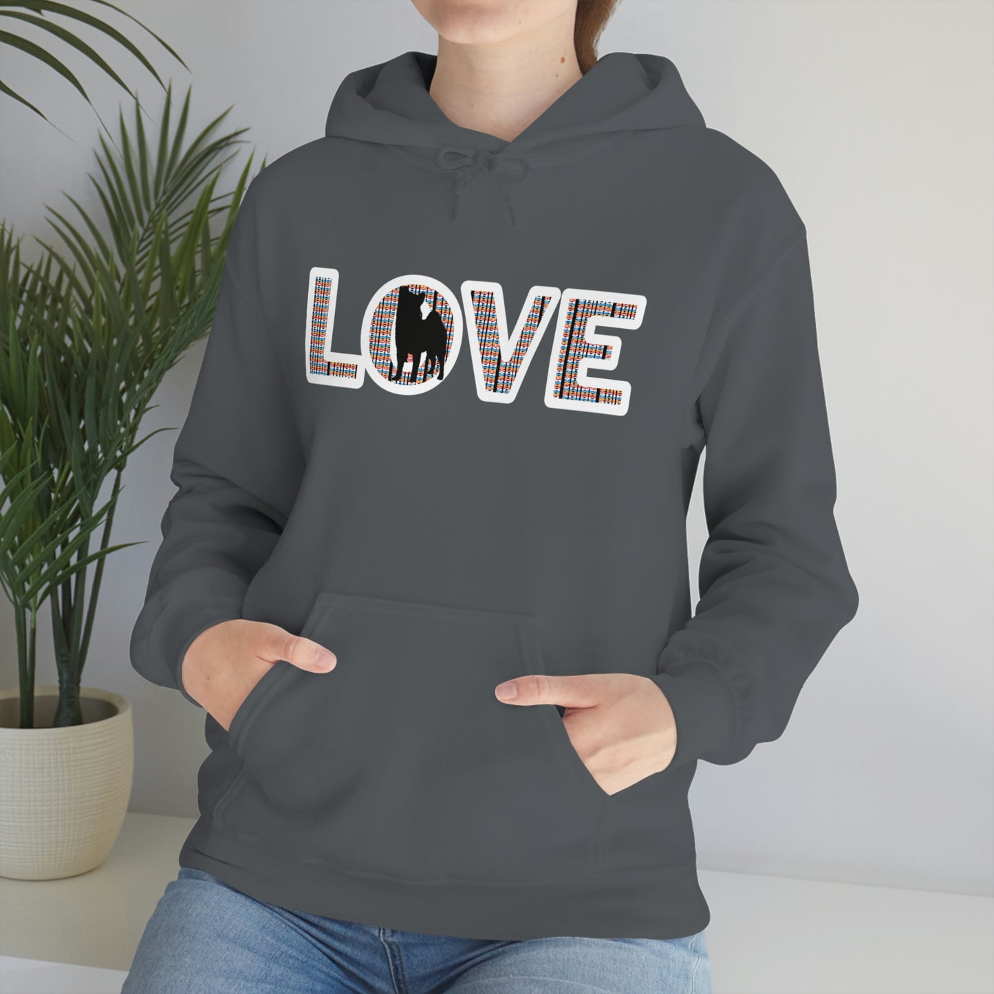 LOVE and Shiba Inu Hoodie Sweatshirt - Unisex, Soft & Warm Blend with Kangaroo Pocket - Shiba Inu Gift for anyone that loves their Shiba