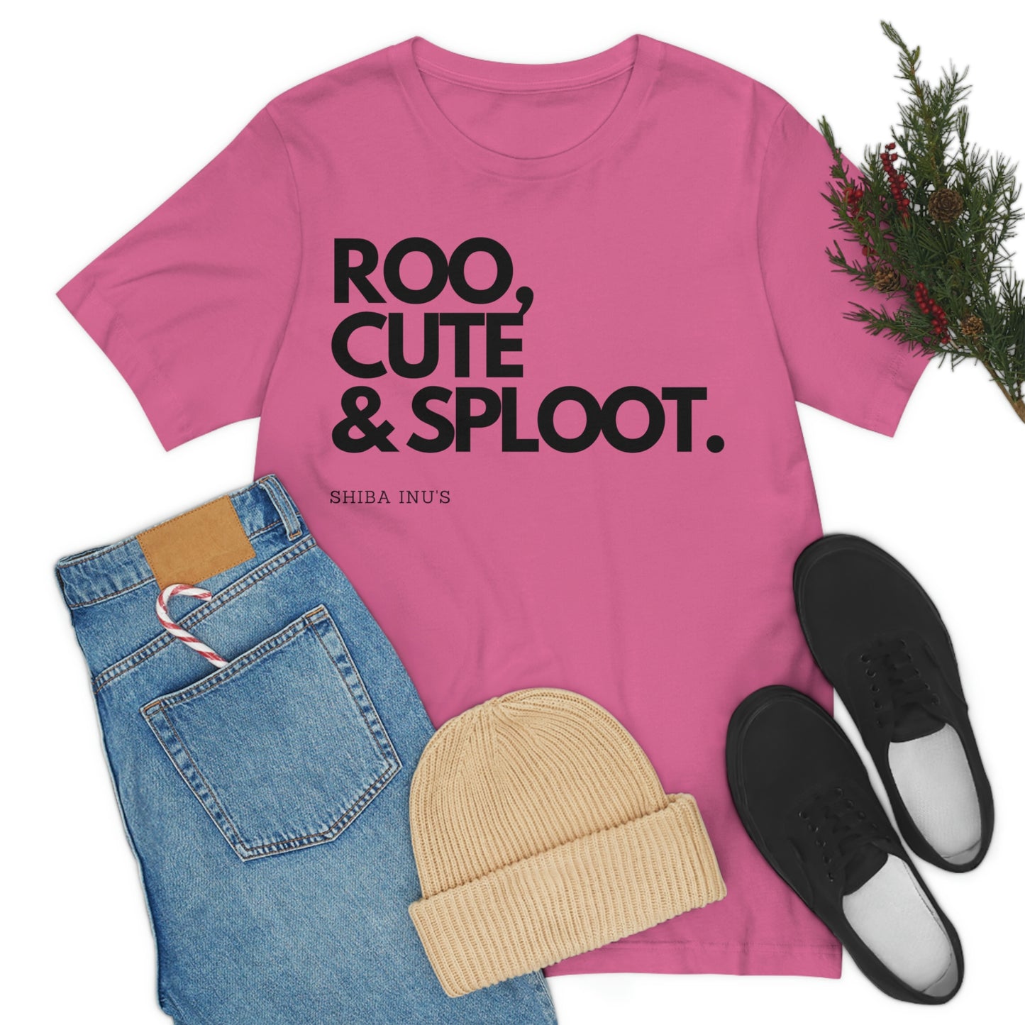 Roo, Cute & Sploot | Black Ink | Unisex Jersey Short Sleeve Tee