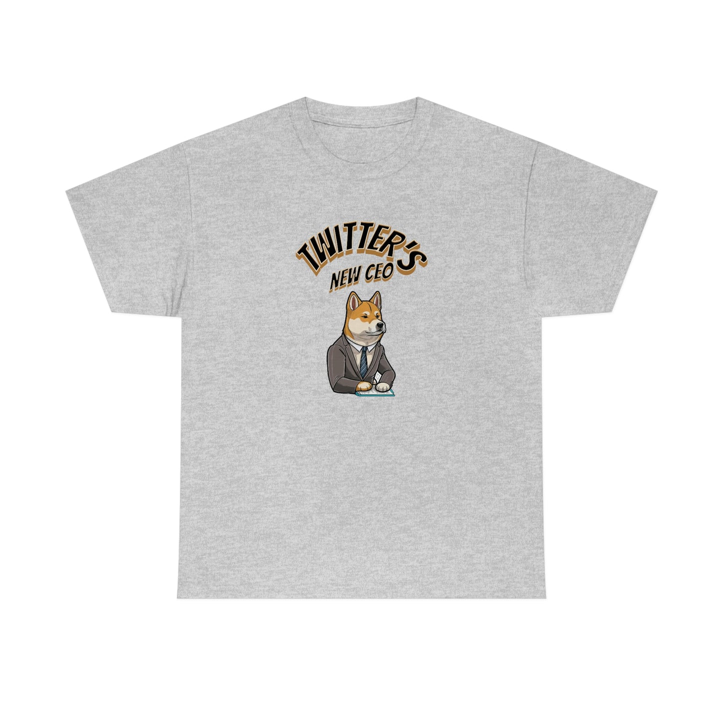 Unleash Your Humor and Style with Our 'Twitters New CEO' Shiba Inu Executive T-Shirt Design! - Black and White Ink