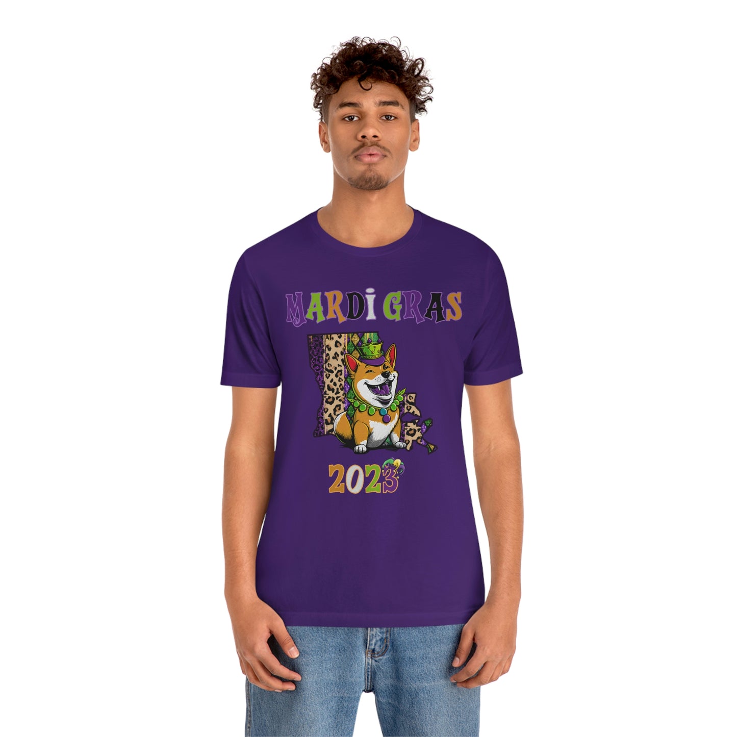 Mardi Gras 2023 Shiba Inu T-Shirt - Celebrate with your pup - Louisiana Theme - Soft Cotton - Dog Lover Gift