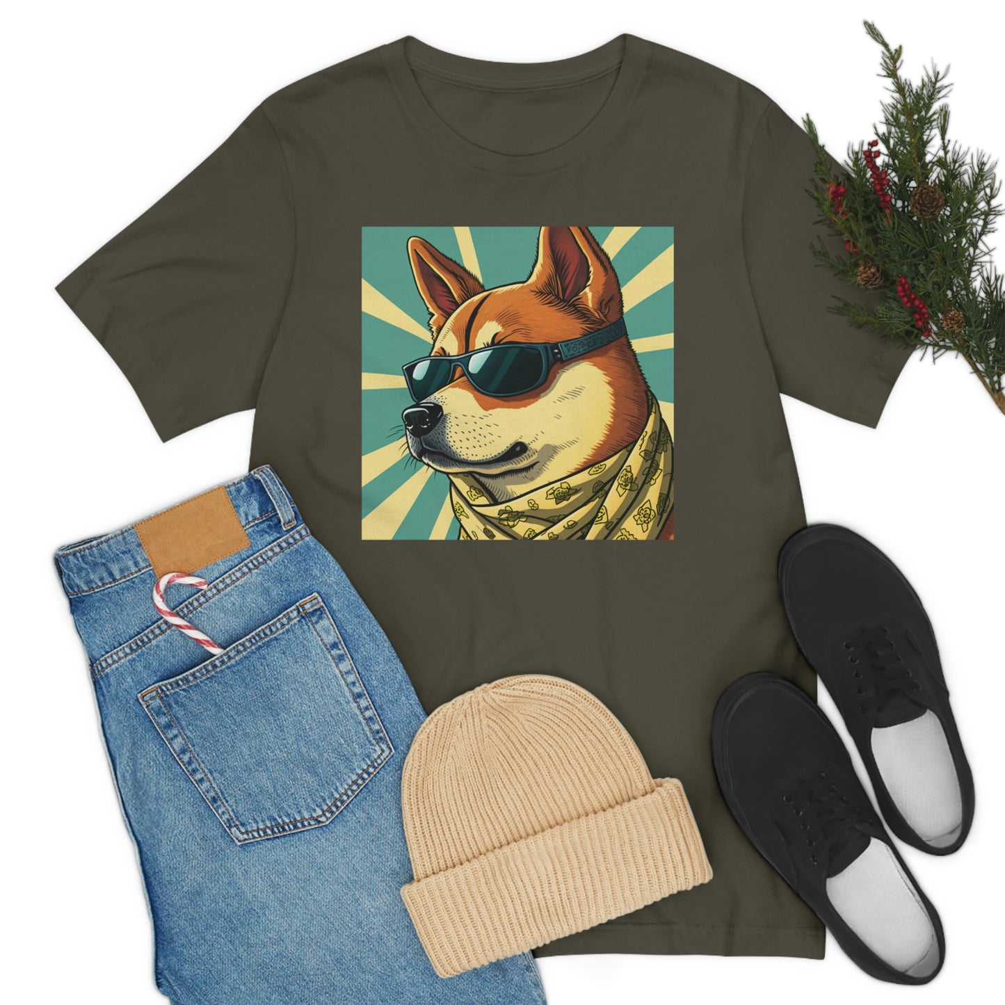 Trendy Shiba Inu T-Shirt | Cartoon Bandana and Sunglasses Design | Shiba Tee with High-Quality Print | Great Gift Idea