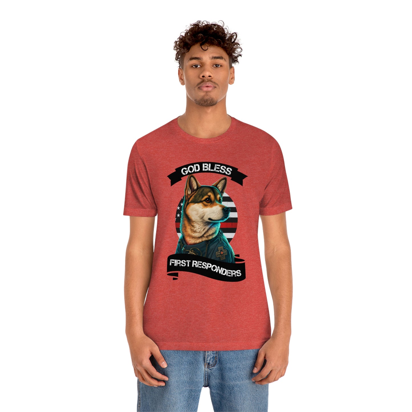 EMT Shiba Inu T-Shirt | Support First Responders | God Bless Banner | Shiba Inu Tee with High-Quality Print