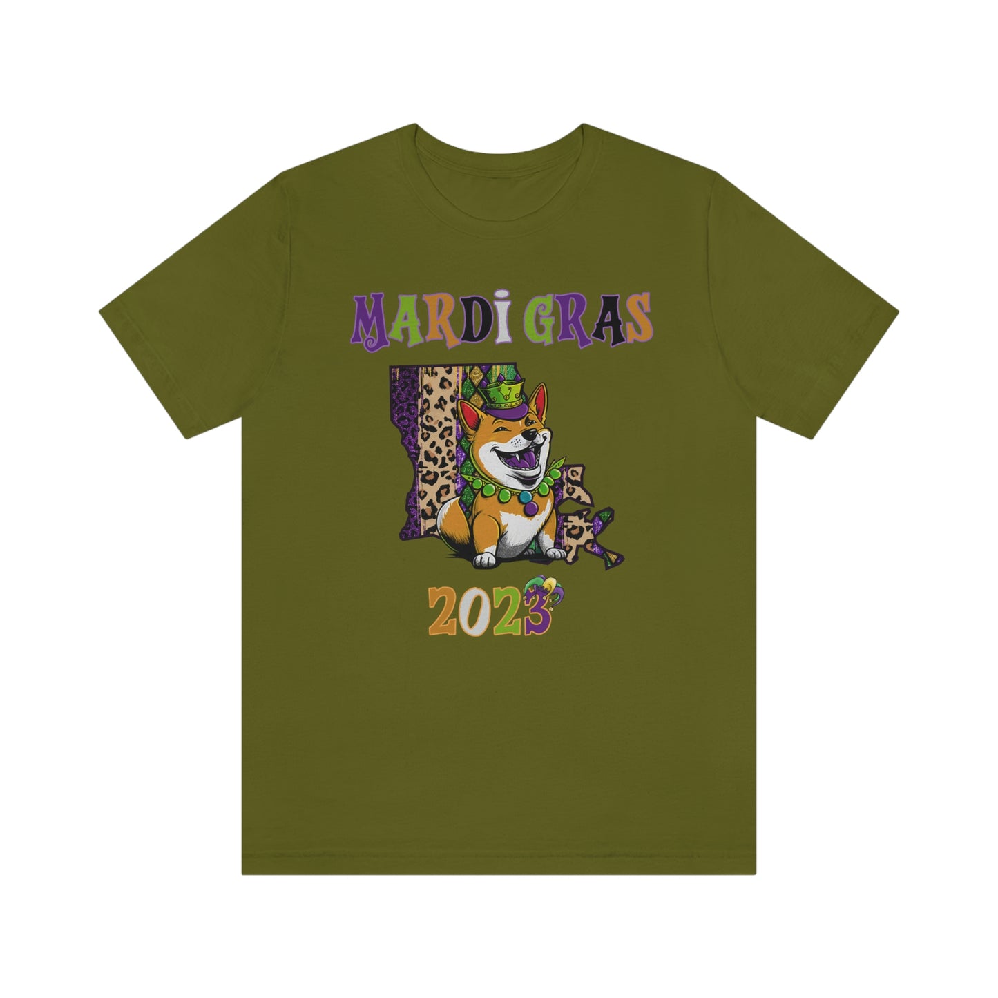 Mardi Gras 2023 Shiba Inu T-Shirt - Celebrate with your pup - Louisiana Theme - Soft Cotton - Dog Lover Gift