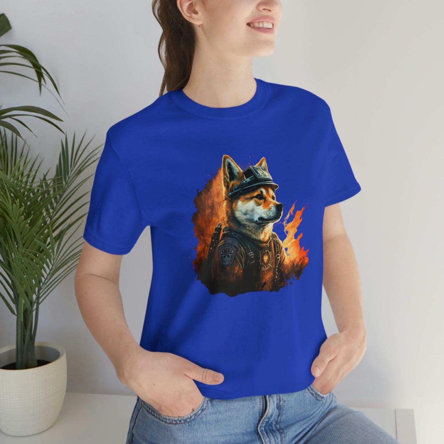 Brave Shiba Inu Firefighter T-Shirt - Flames Design | Shiba Inu Tee with High-Quality Print