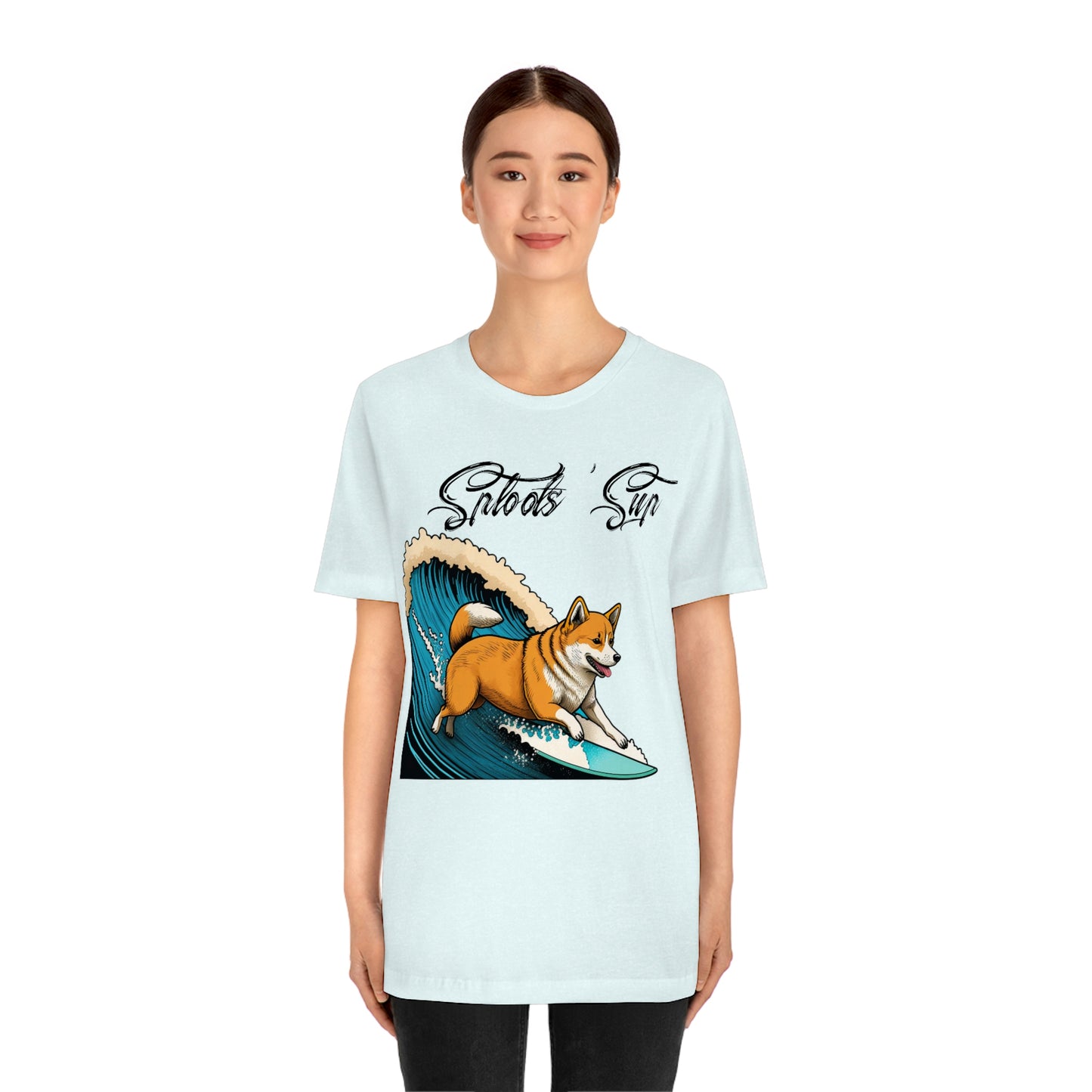 Sploots 'Sup Surfin' Shiba Inu | Black Ink | Short Sleeve Tee