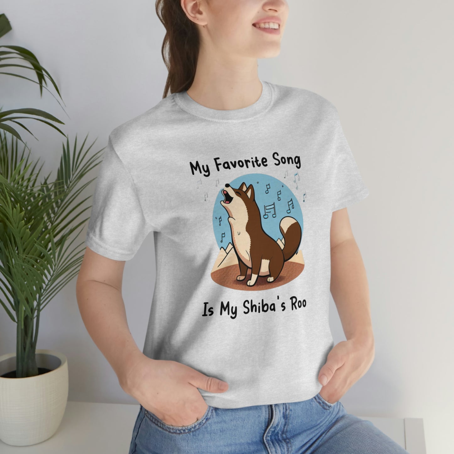 My Favorite Song - Black Ink | Dk Brown Shiba Inu | Unisex Jersey Short Sleeve Tee