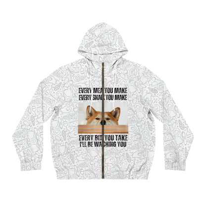 Funny | Shiba Inu | Men's Full-Zip Hoodie (AOP)