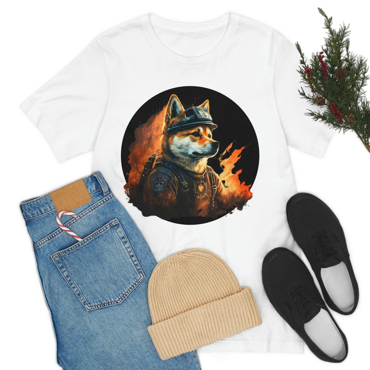 Shiba Inu Firefighter T-Shirt | Support Our Brave First Responders | Soft Cotton Tee with High-Quality Print