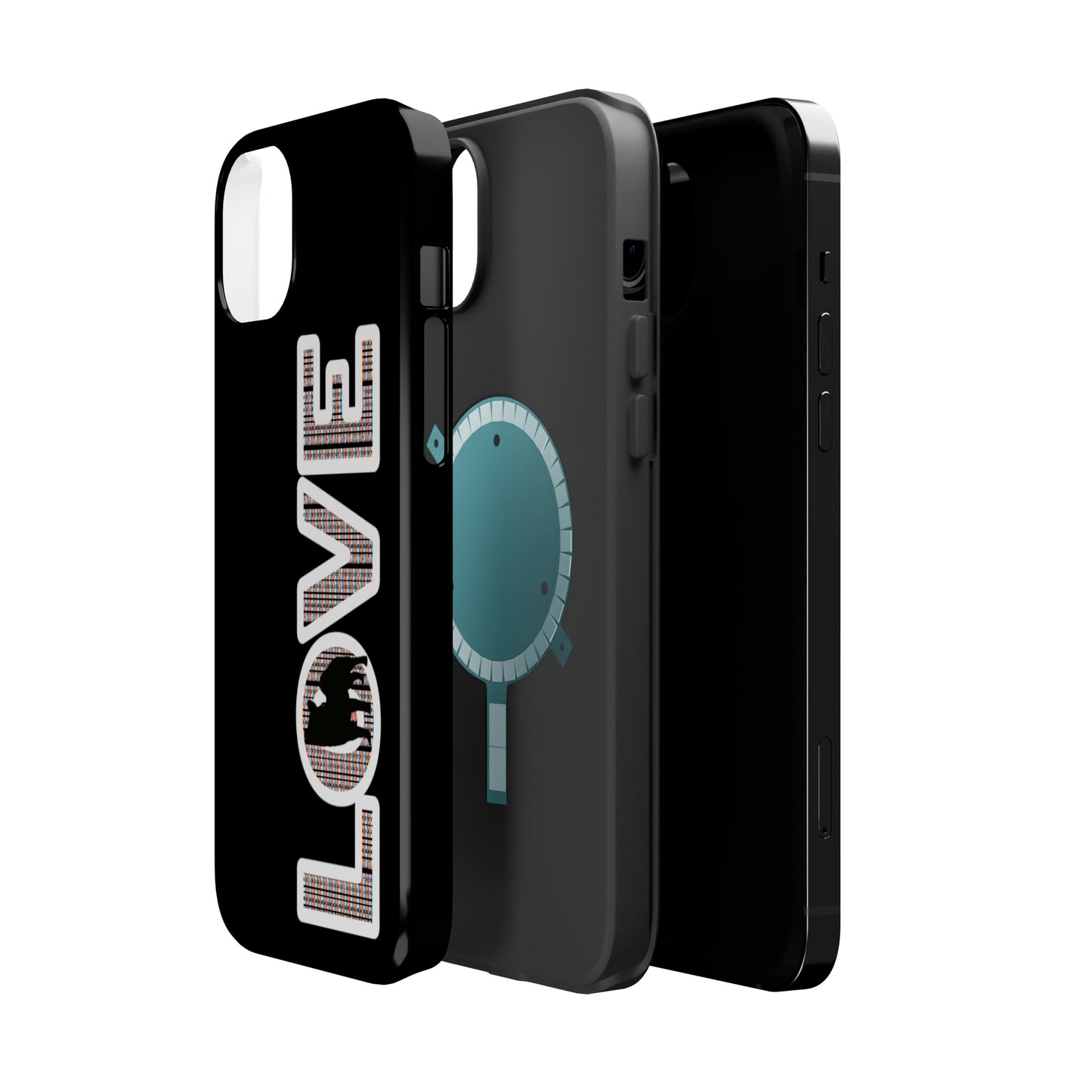 Shiba Inu Phone Case - "LOVE" design - Stylish iPhone, Shiba Love Design MagSafe Phone Case - Dual Layer Protection for iPhone Tough Cases