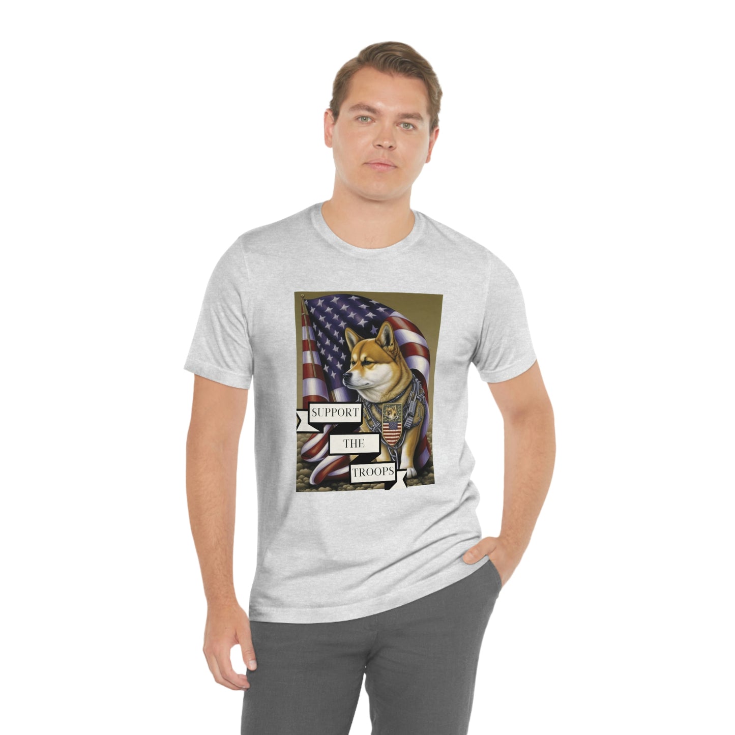 Patriotic Shiba Inu Soldier T-Shirt | American Flag and Support the Troops | Shiba Inu Tee with High-Quality Print