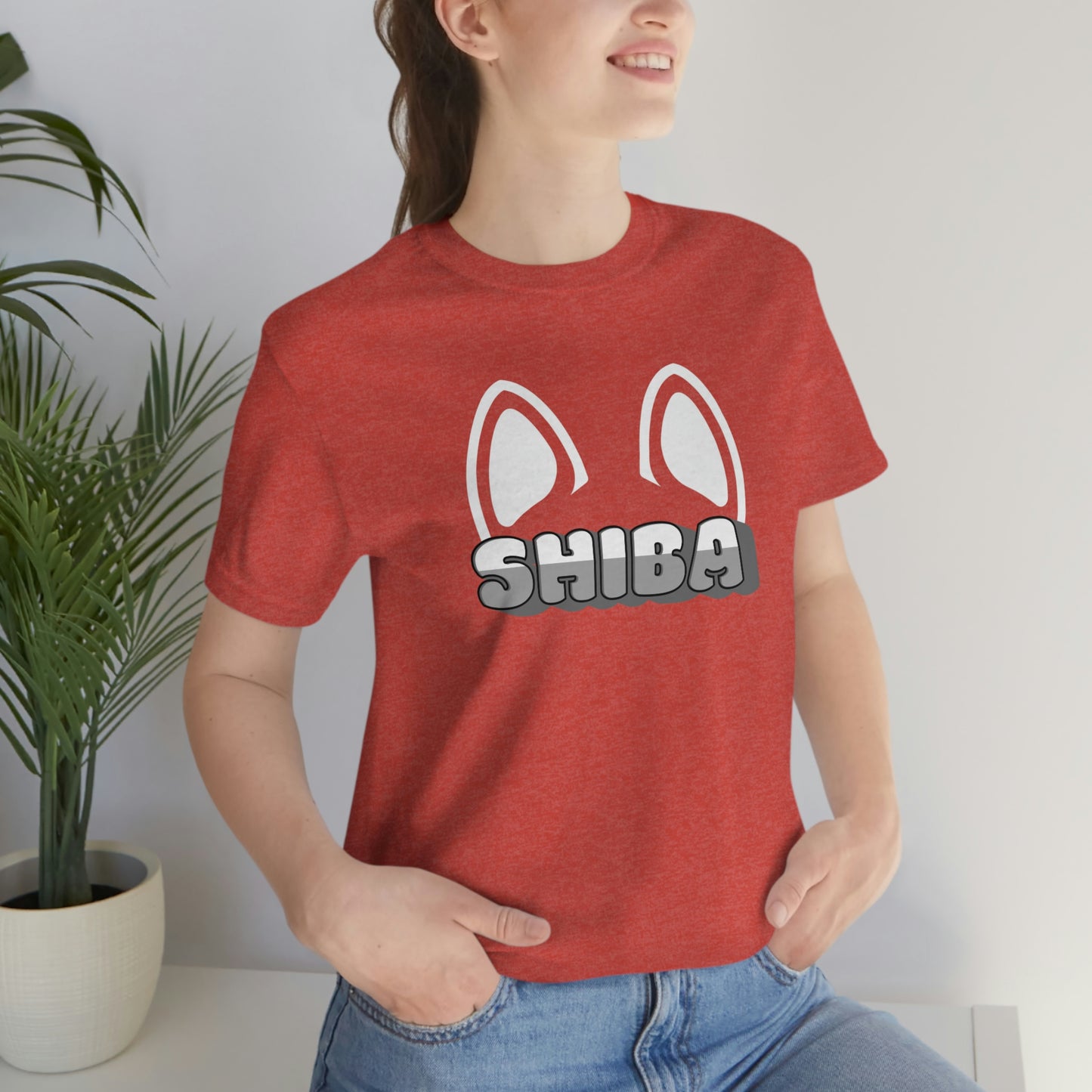 Soft Cotton Shiba Inu Ears T-Shirt with Bubbly Two Tone Font - A Comfort Favorite