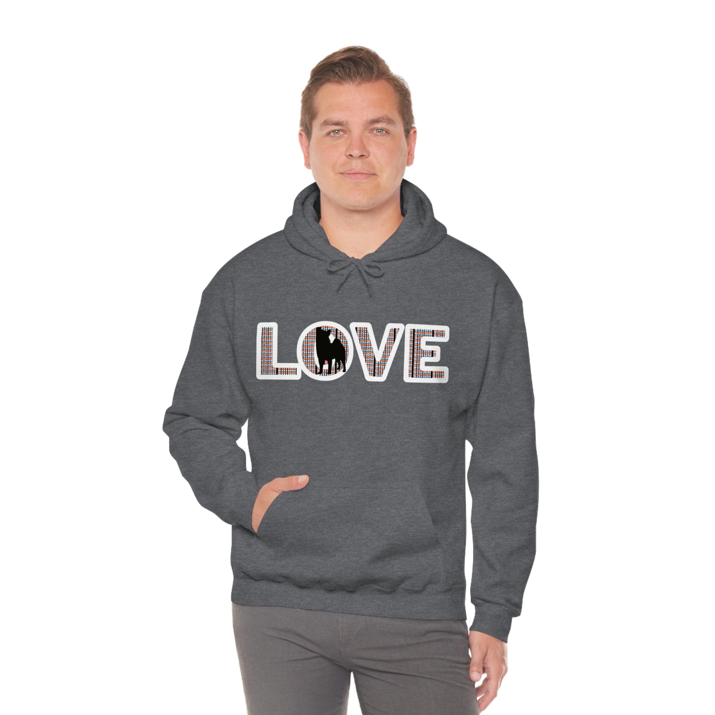 LOVE and Shiba Inu Hoodie Sweatshirt - Unisex, Soft & Warm Blend with Kangaroo Pocket - Shiba Inu Gift for anyone that loves their Shiba