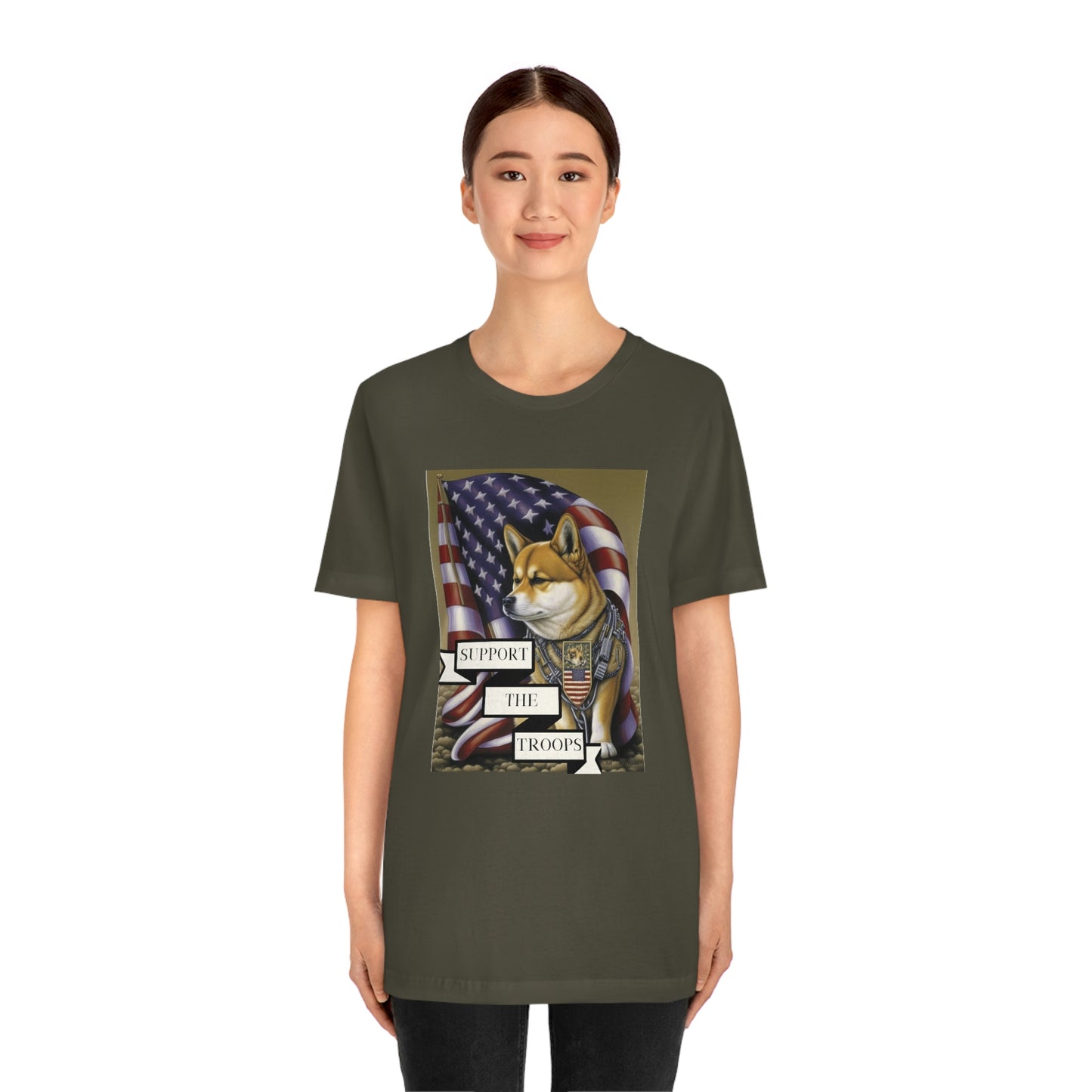 Patriotic Shiba Inu Soldier T-Shirt | American Flag and Support the Troops | Shiba Inu Tee with High-Quality Print