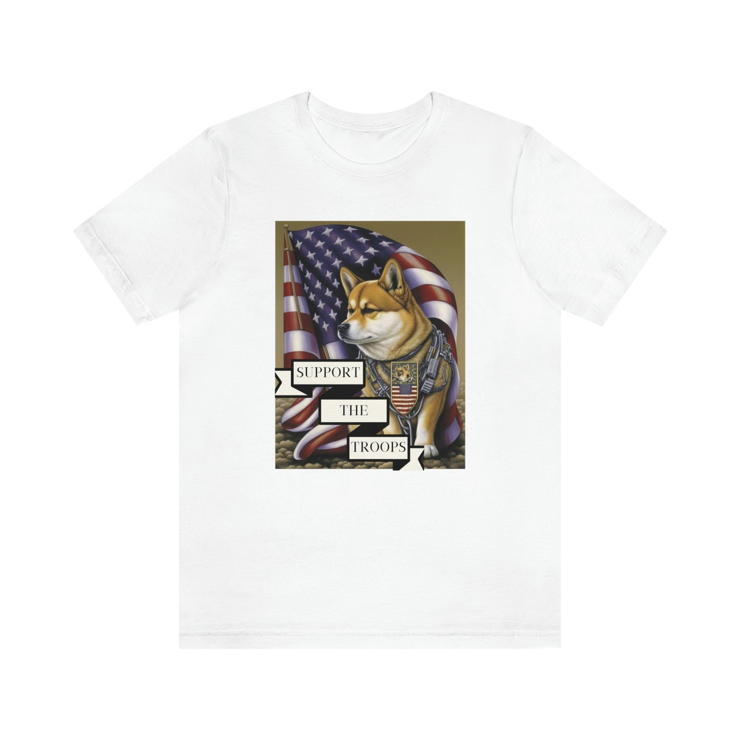 Patriotic Shiba Inu Soldier T-Shirt | American Flag and Support the Troops | Shiba Inu Tee with High-Quality Print