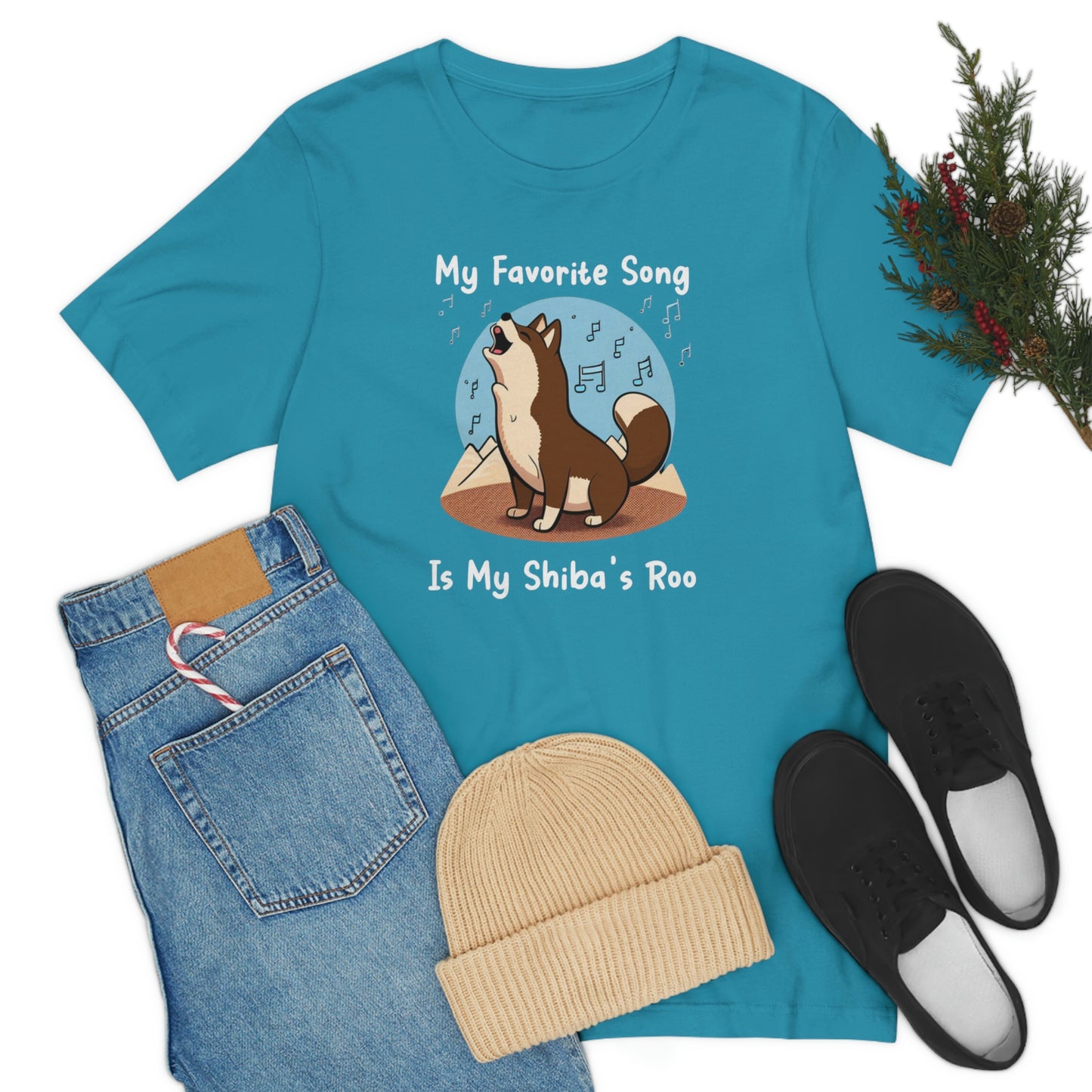 My Favorite Song - White Ink | Dk Brown Shiba Inu | Unisex Jersey Short Sleeve Tee