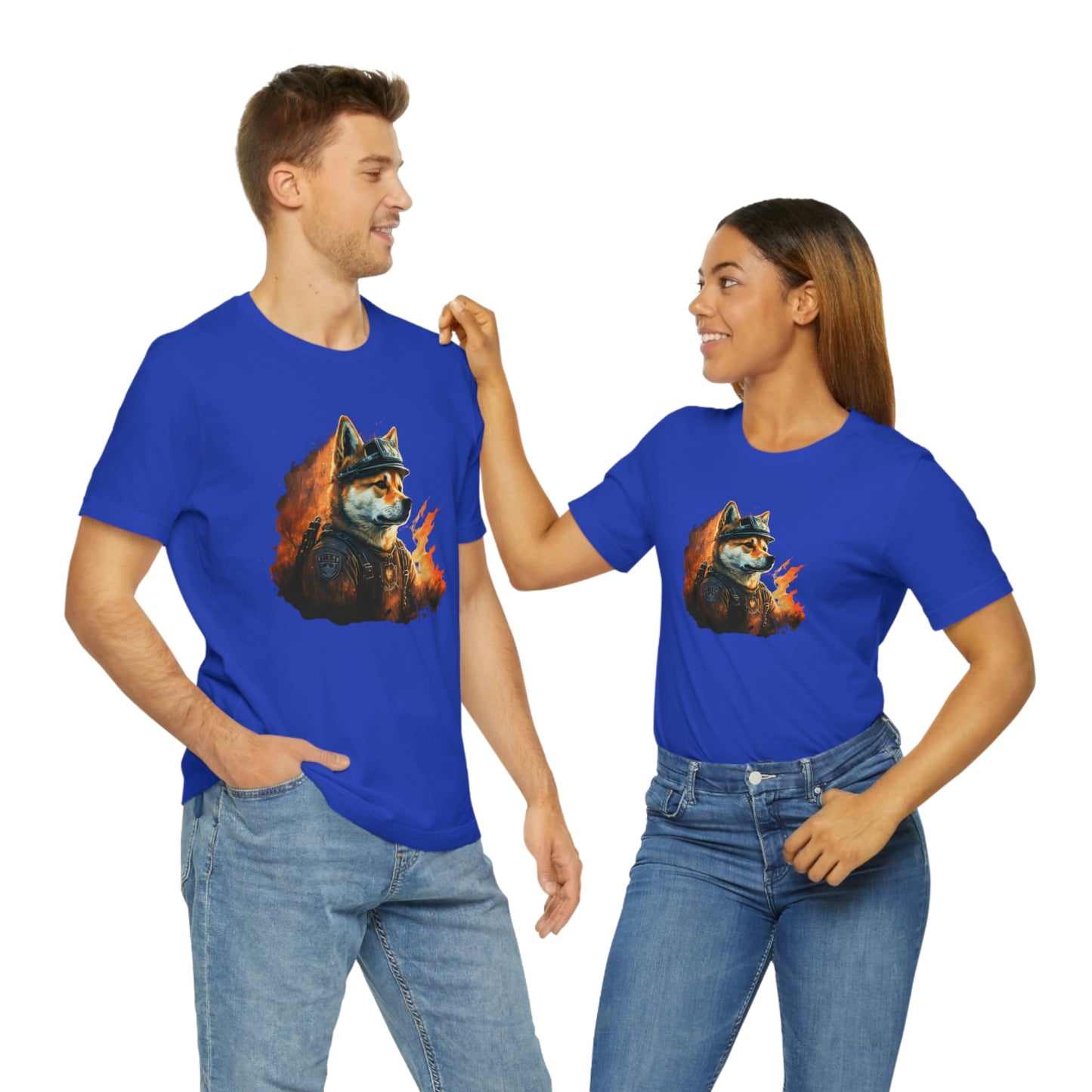 Brave Shiba Inu Firefighter T-Shirt - Flames Design | Shiba Inu Tee with High-Quality Print