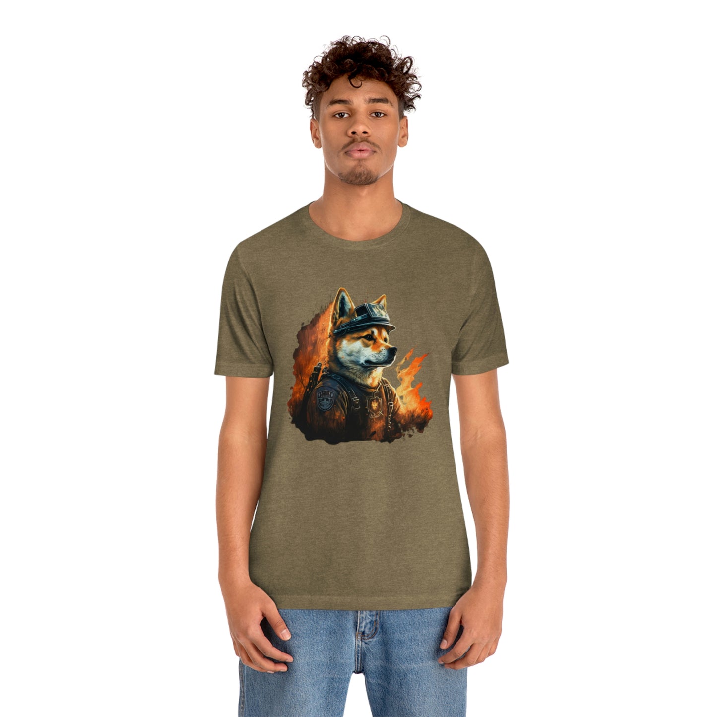 Brave Shiba Inu Firefighter T-Shirt - Flames Design | Shiba Inu Tee with High-Quality Print